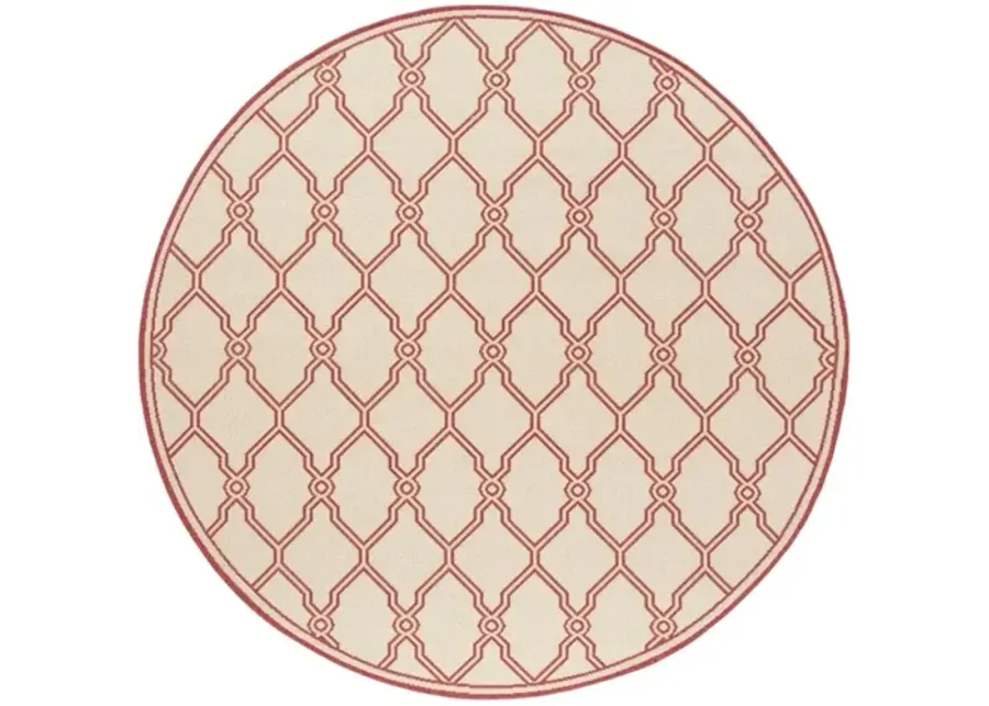 LINDEN 124 Collection LND124Q-6R Red / Creme 6'-7" X 6'-7" Round