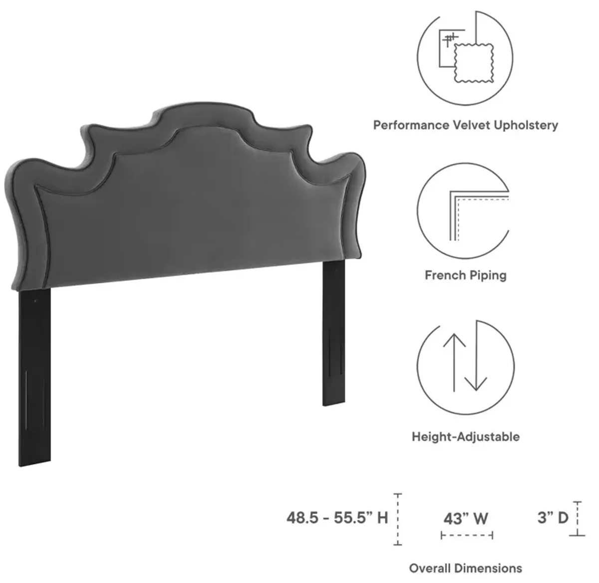 Evangeline Performance Velvet Twin Headboard