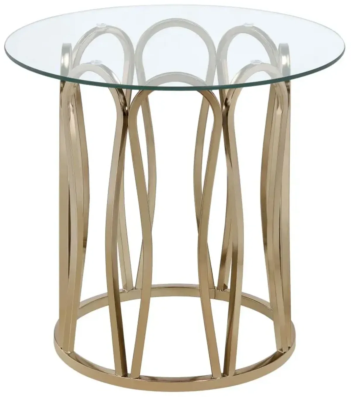 Monett Round End Table Chocolate Chrome and Clear