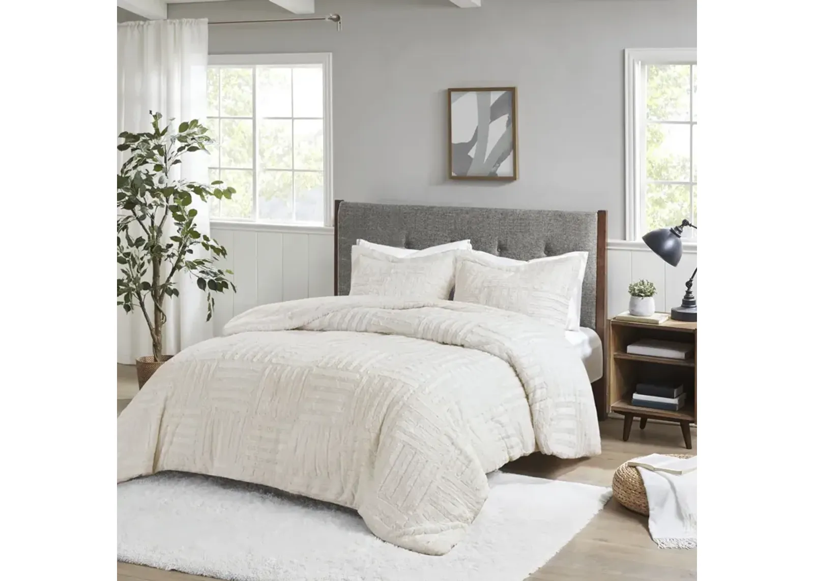 Madison Park Arctic Ivory Fur Down Alternative Comforter Mini Set