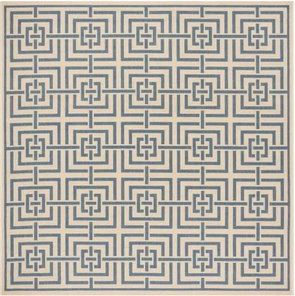 LINDEN 128 Collection LND128N-6SQ Cream / Blue 6'-7" X 6'-7" Square