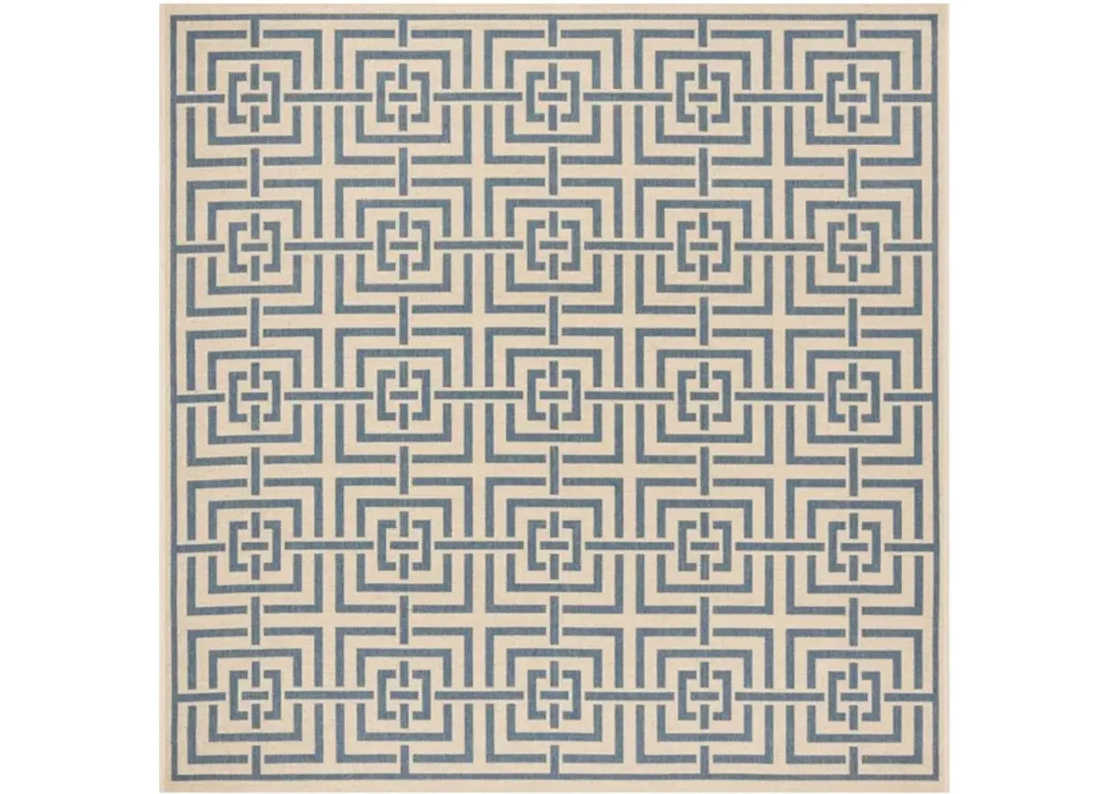 LINDEN 128 Collection LND128N-6SQ Cream / Blue 6'-7" X 6'-7" Square