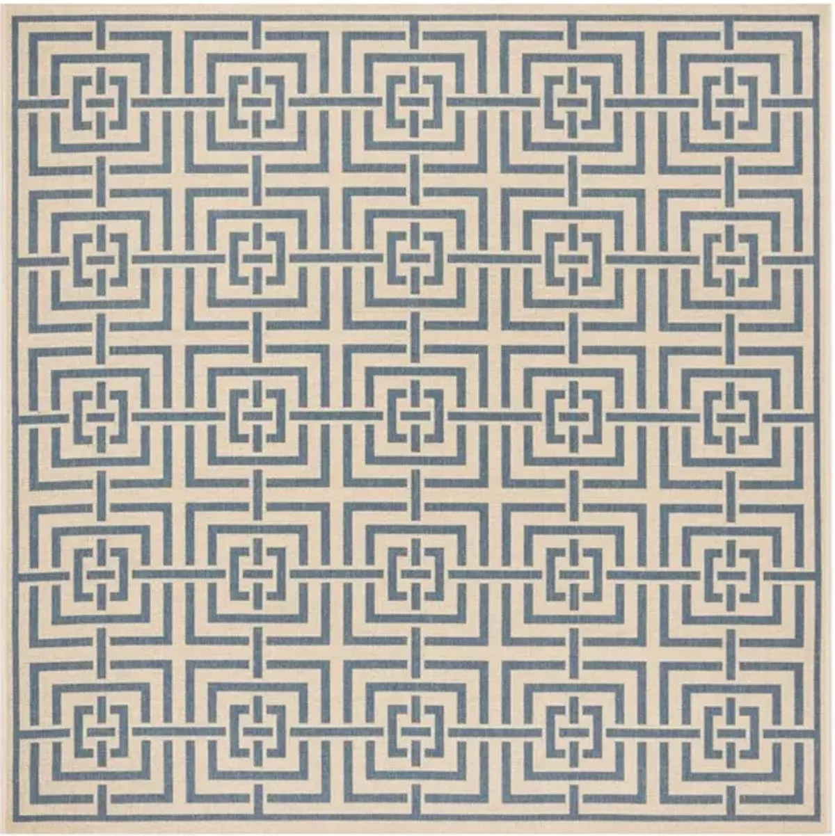 LINDEN 128 Collection LND128N-6SQ Cream / Blue 6'-7" X 6'-7" Square