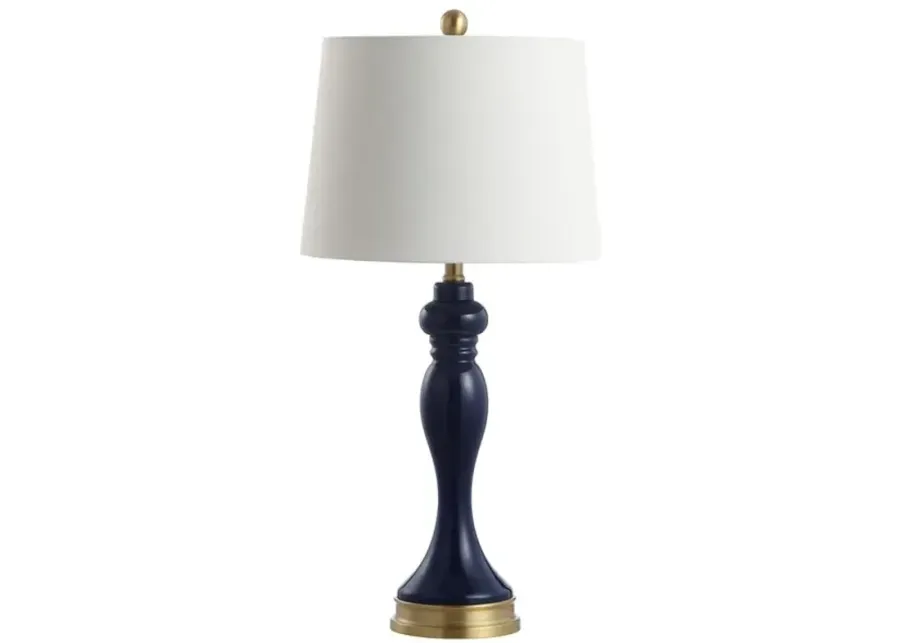 CAYSON, 28 INCH, NAVY, GLASS/IRON TABLE LAMP W/ USB PORT?