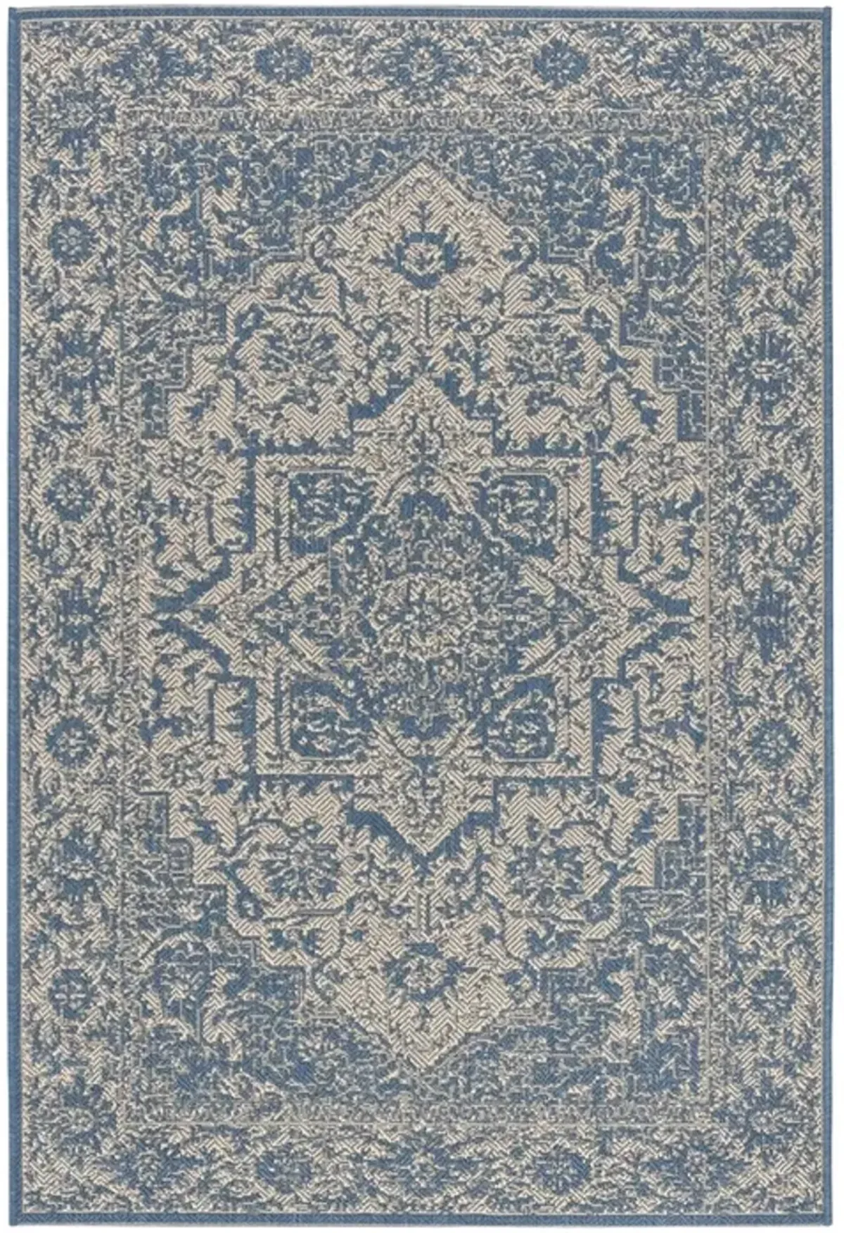 LINDEN 139 Collection LND139N-5 Cream / Blue 5'-3" X 7'-6"