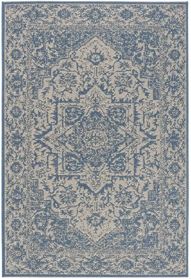 LINDEN 139 Collection LND139N-5 Cream / Blue 5'-3" X 7'-6"