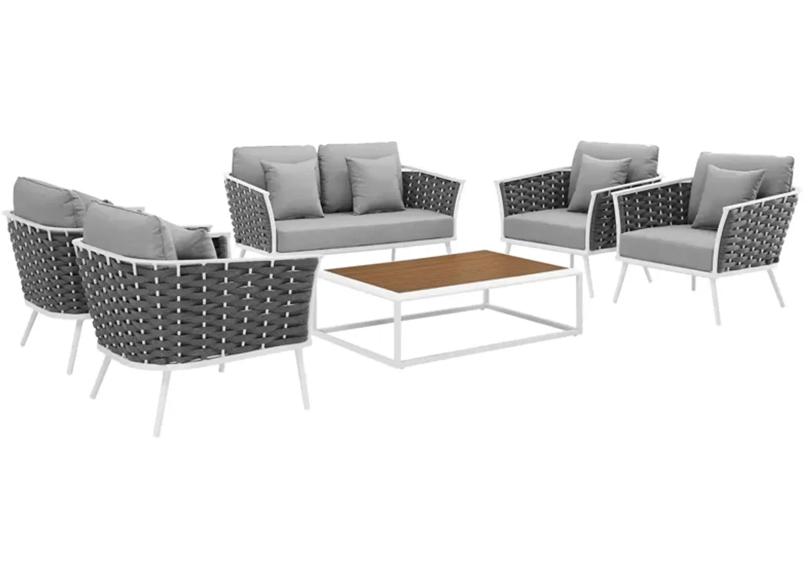 Stance 6 Piece Outdoor Patio Aluminum Sectional Sofa Set