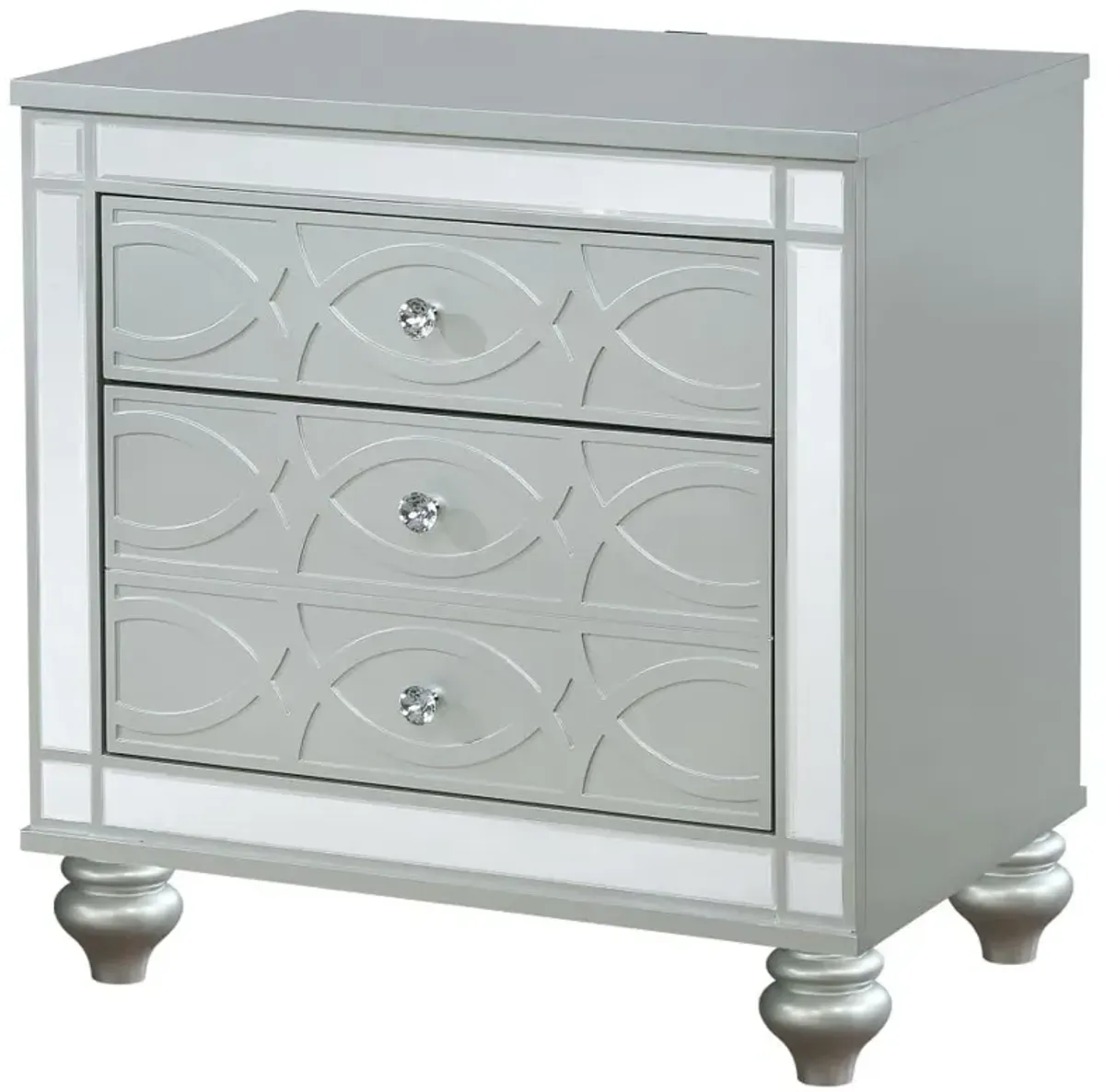 Gunnison 2-drawer Nightstand Silver Metallic