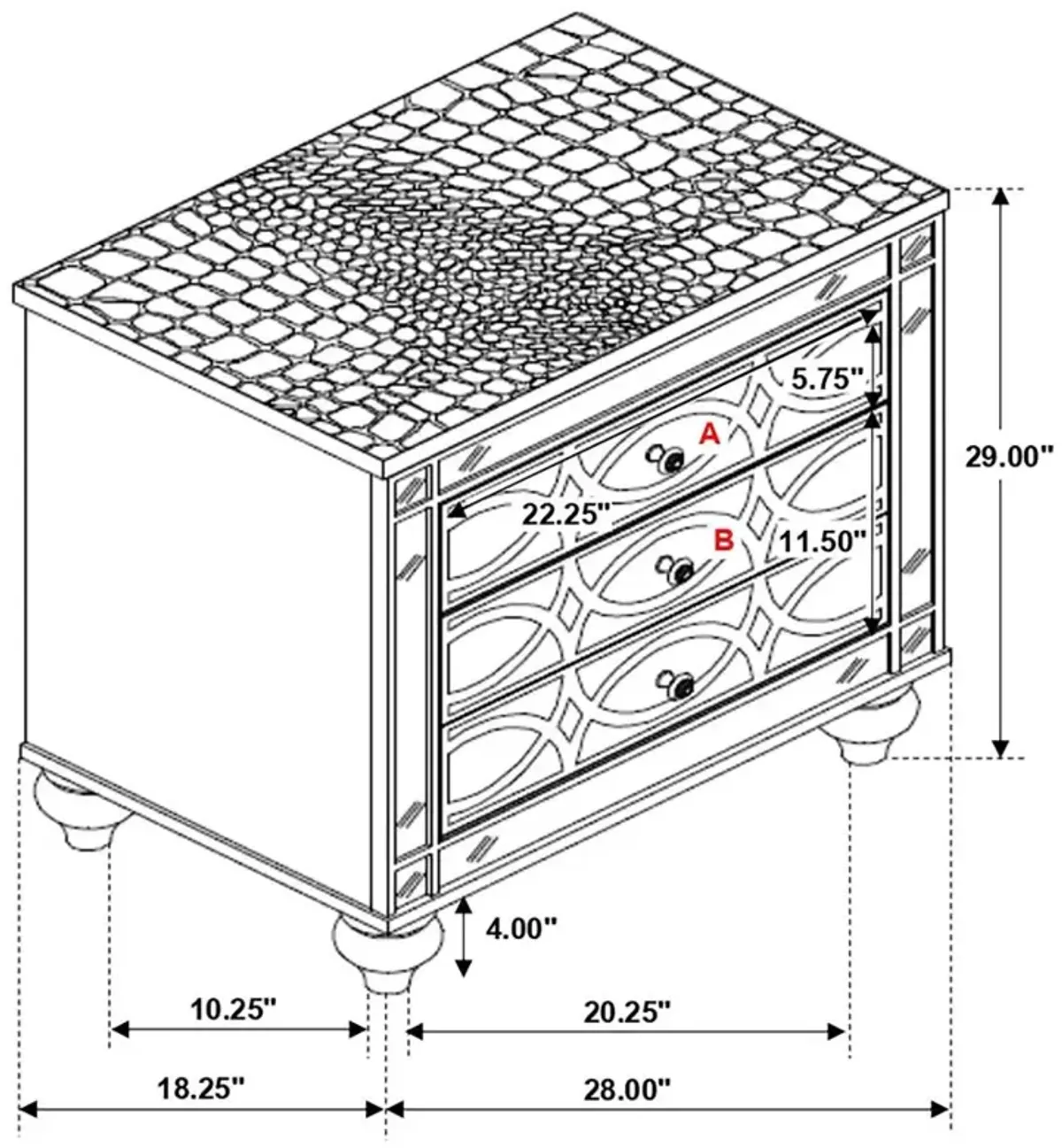 Gunnison 2-drawer Nightstand Silver Metallic