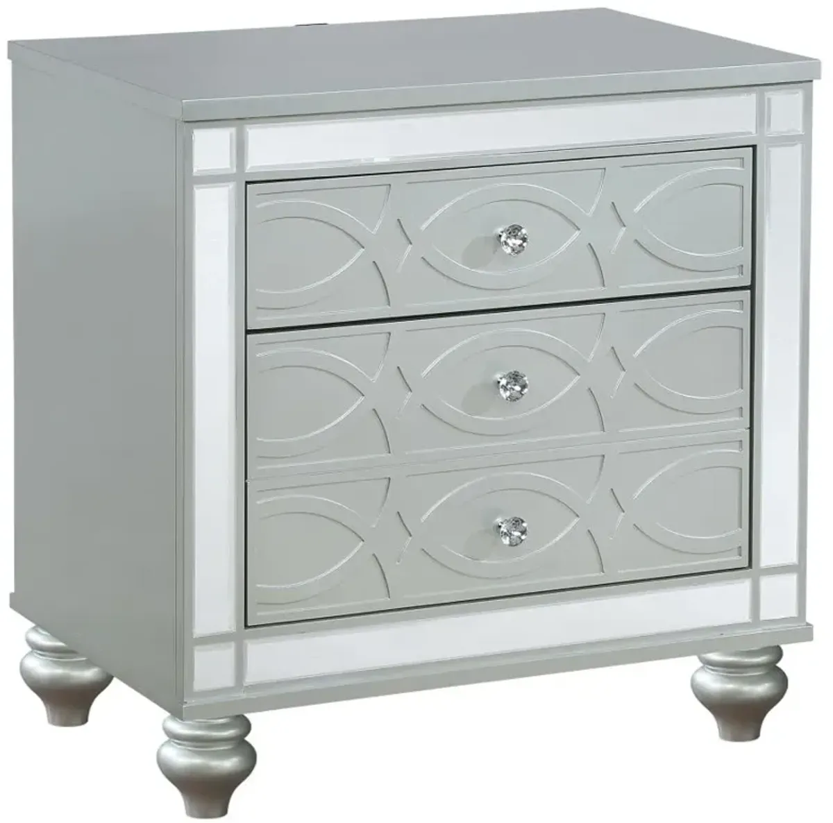 Gunnison 2-drawer Nightstand Silver Metallic