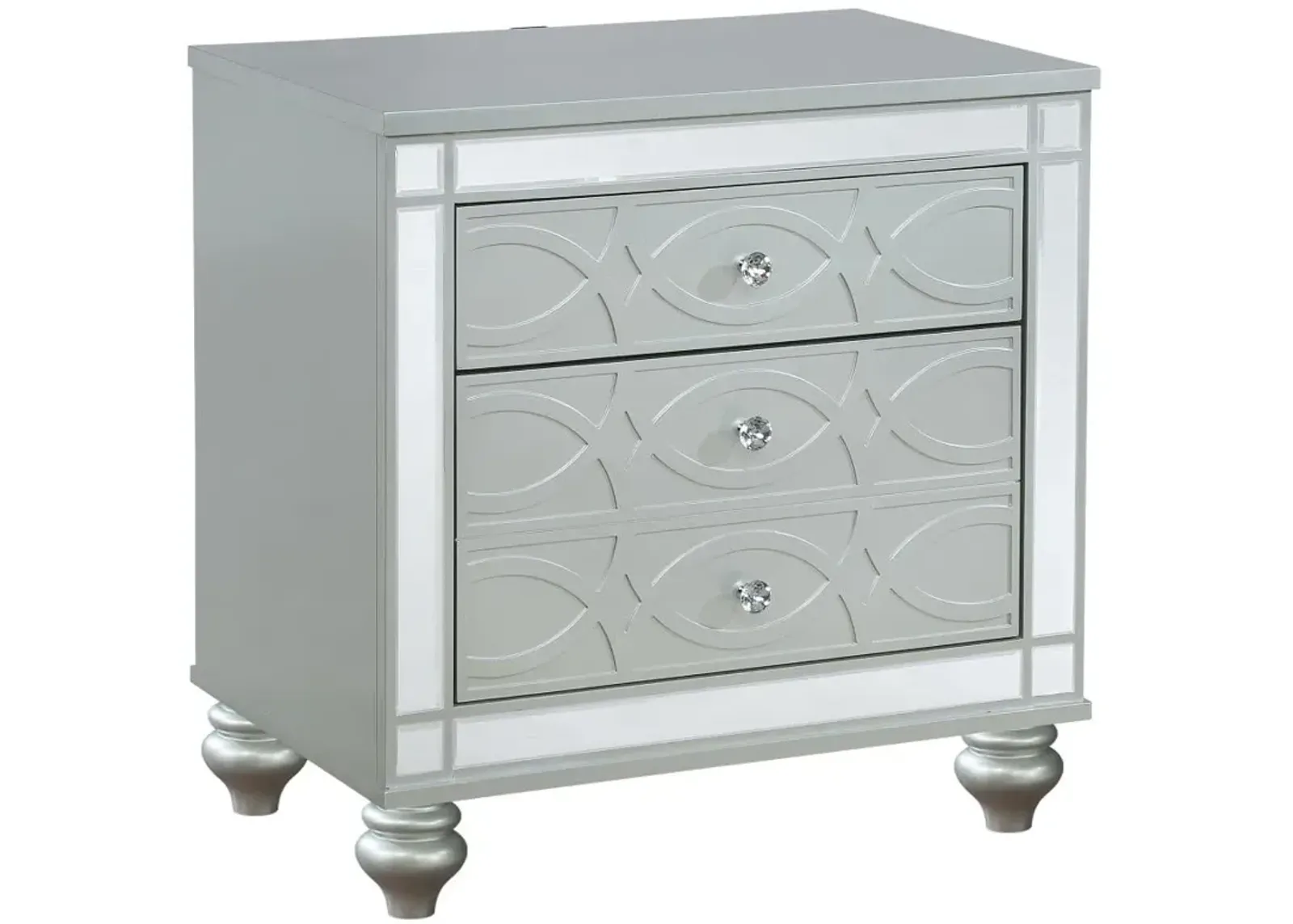 Gunnison 2-drawer Nightstand Silver Metallic