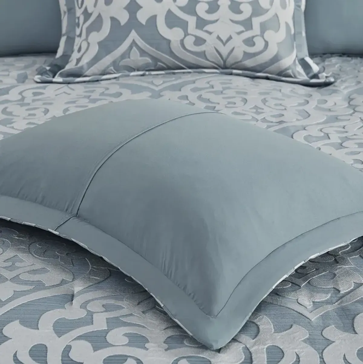 Madison Park Odette Aqua/Silver 8 Piece Jacquard Comforter Set