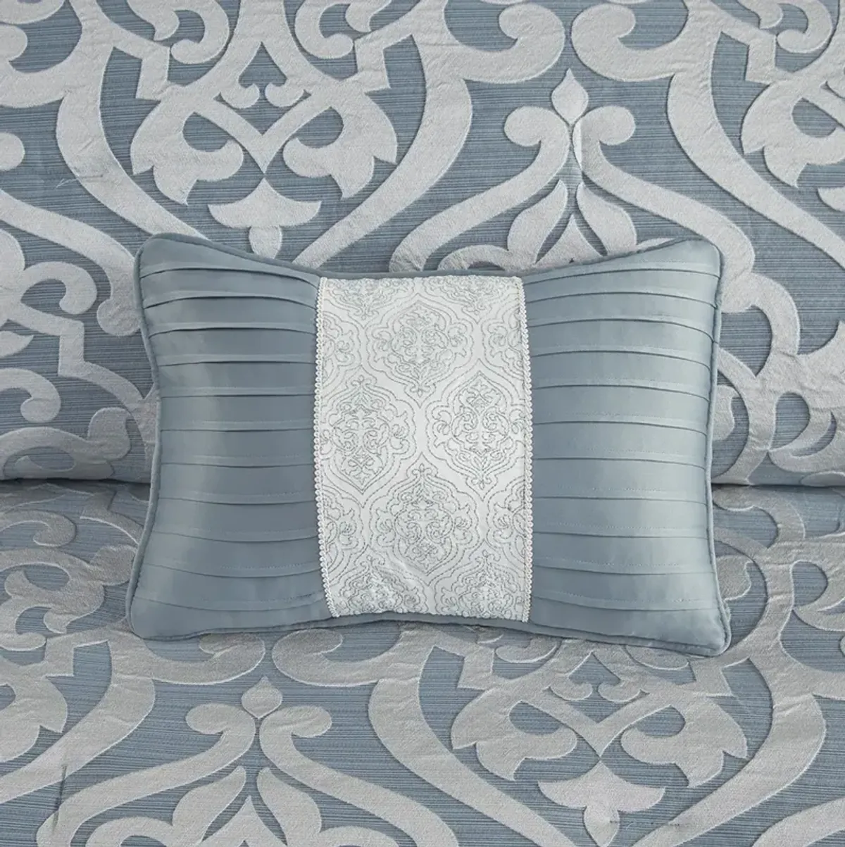 Madison Park Odette Aqua/Silver 8 Piece Jacquard Comforter Set