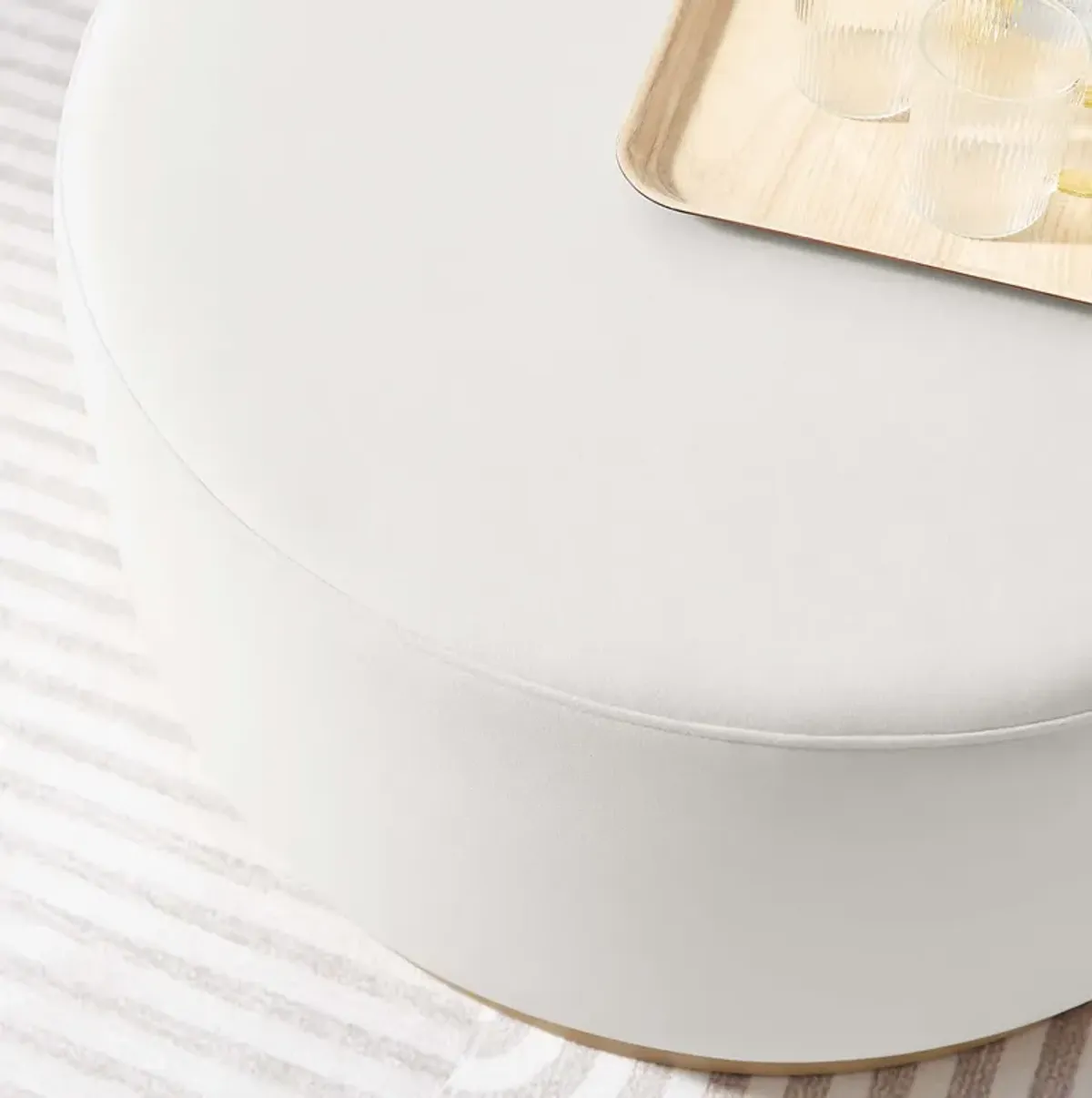 Tilden Large 29" Round Performance Velvet Upholstered Ottoman by Modway