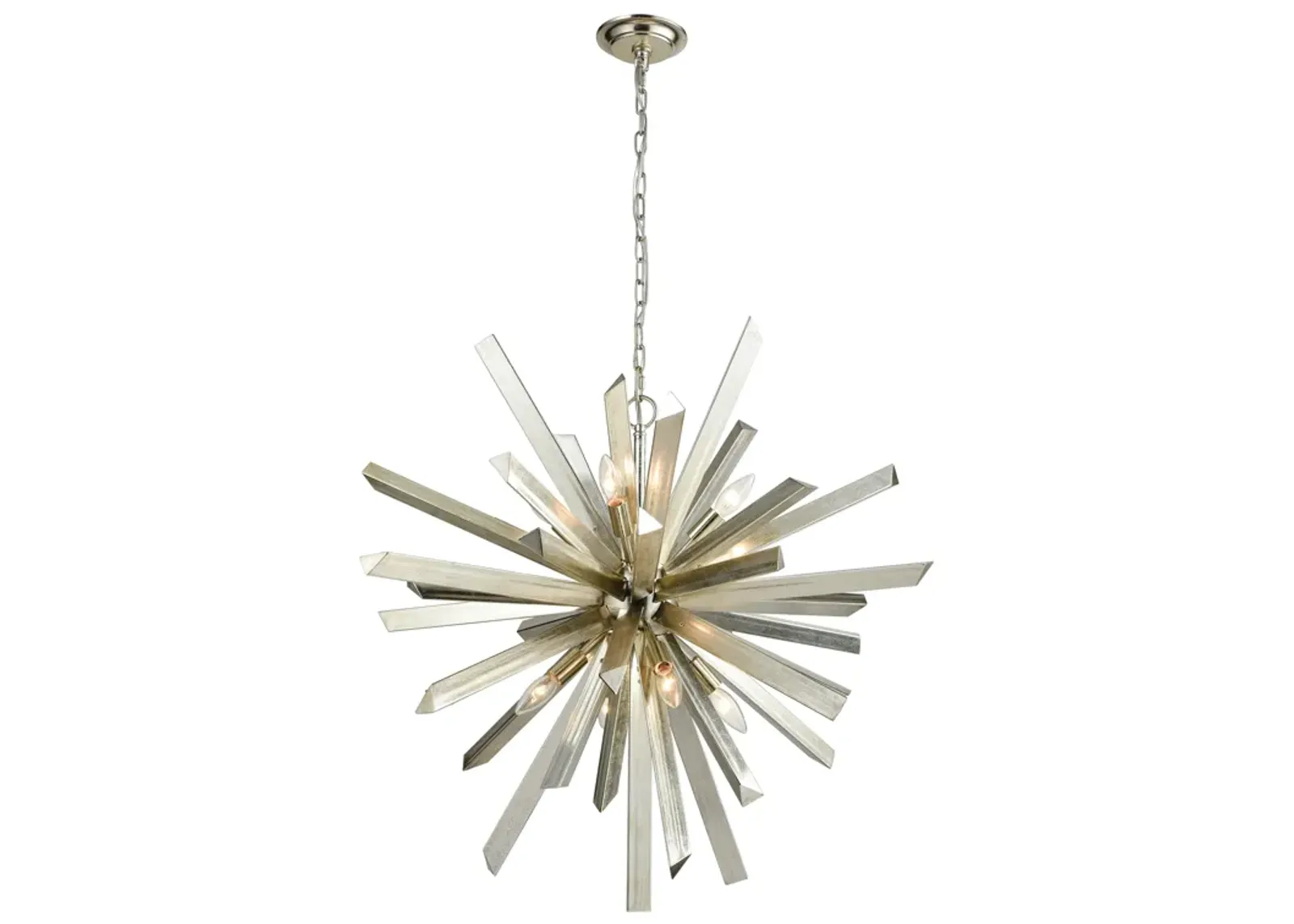 Cataclysm 30" Wide 8-Light Chandelier - Silver Leaf