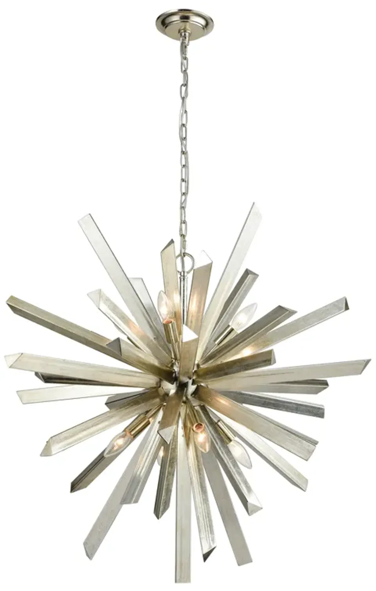 Cataclysm 30" Wide 8-Light Chandelier - Silver Leaf