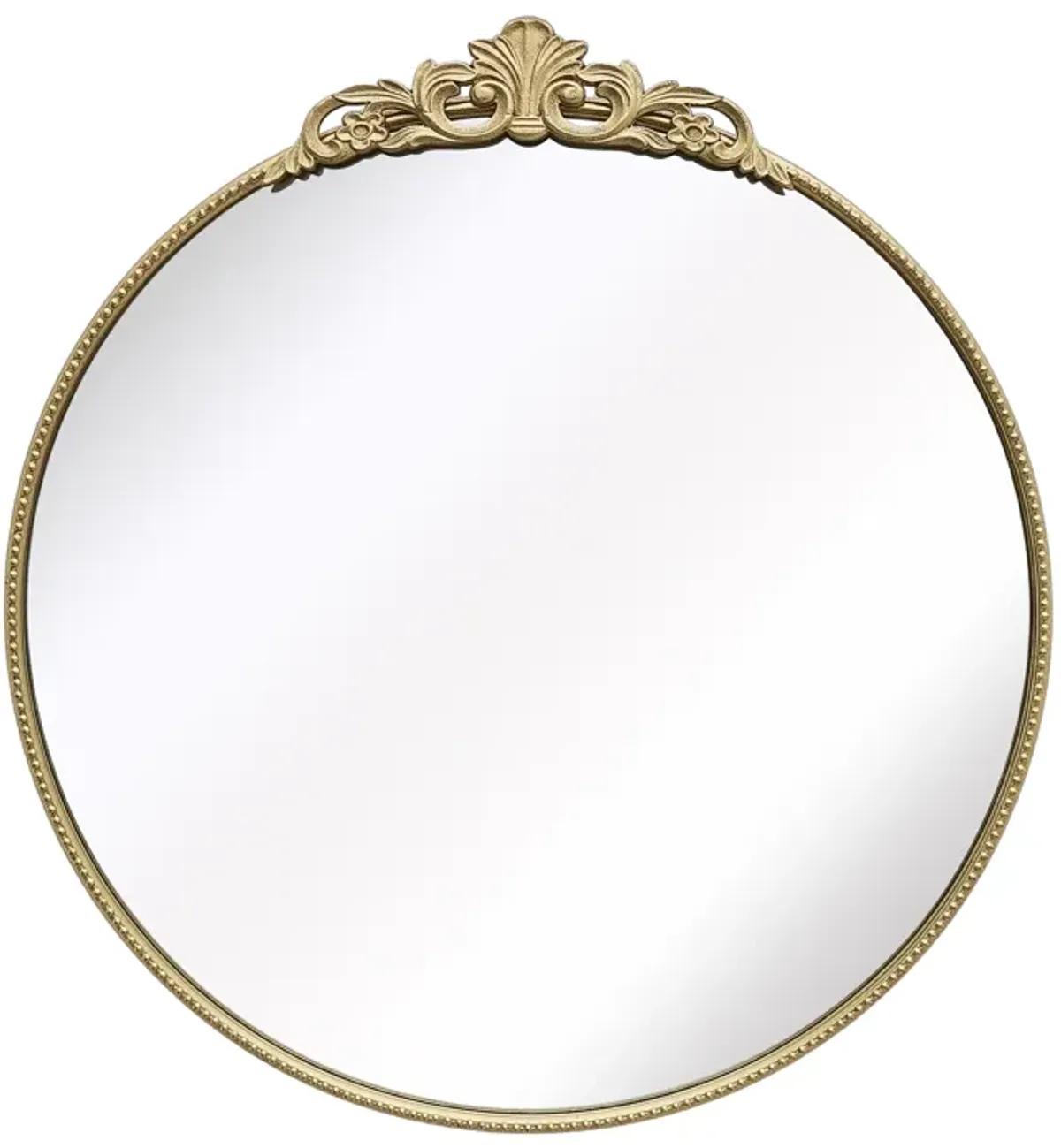 36" Fleur Applique Round Mirror, Gold Wb