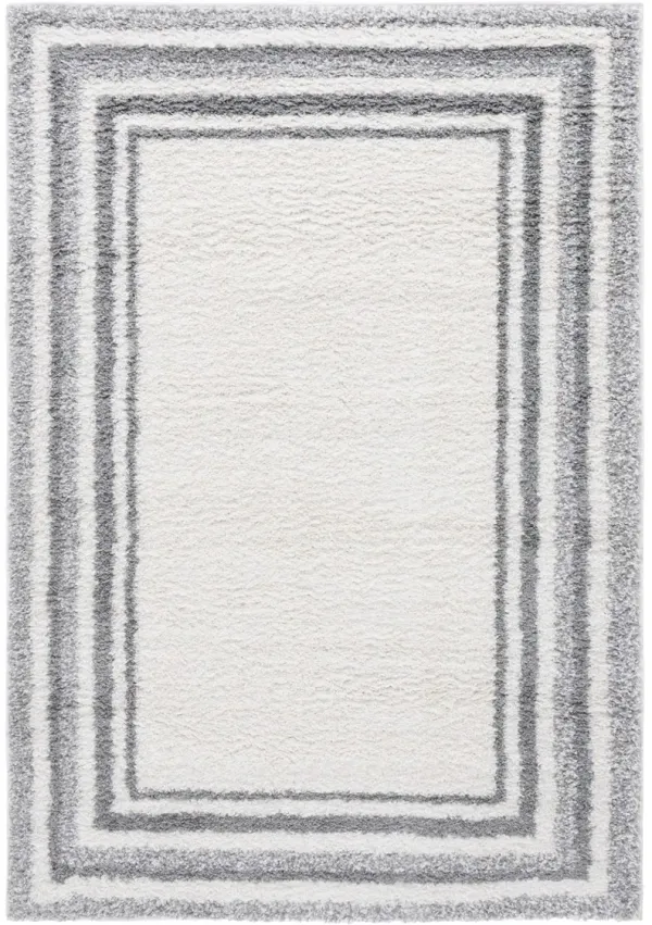 BORDER & STRIPE SHAG 251 Beige 9' X 12' Large Rectangle Rug
