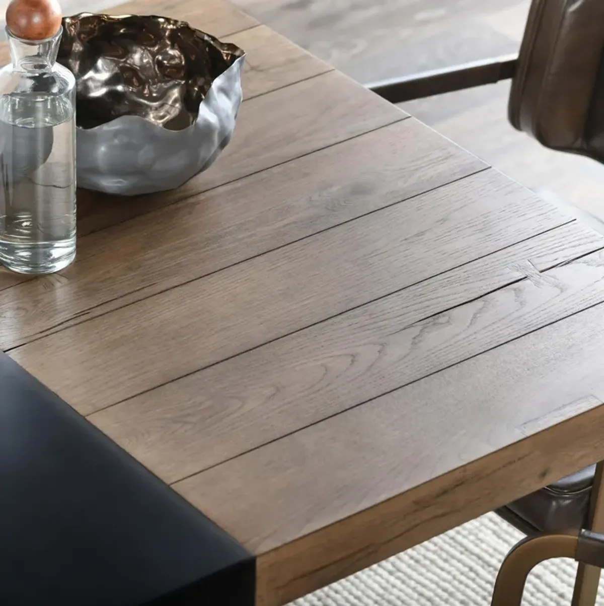 Danica 94" Industrial Reclaimed Oak Wood Dining Table In Brown Oak