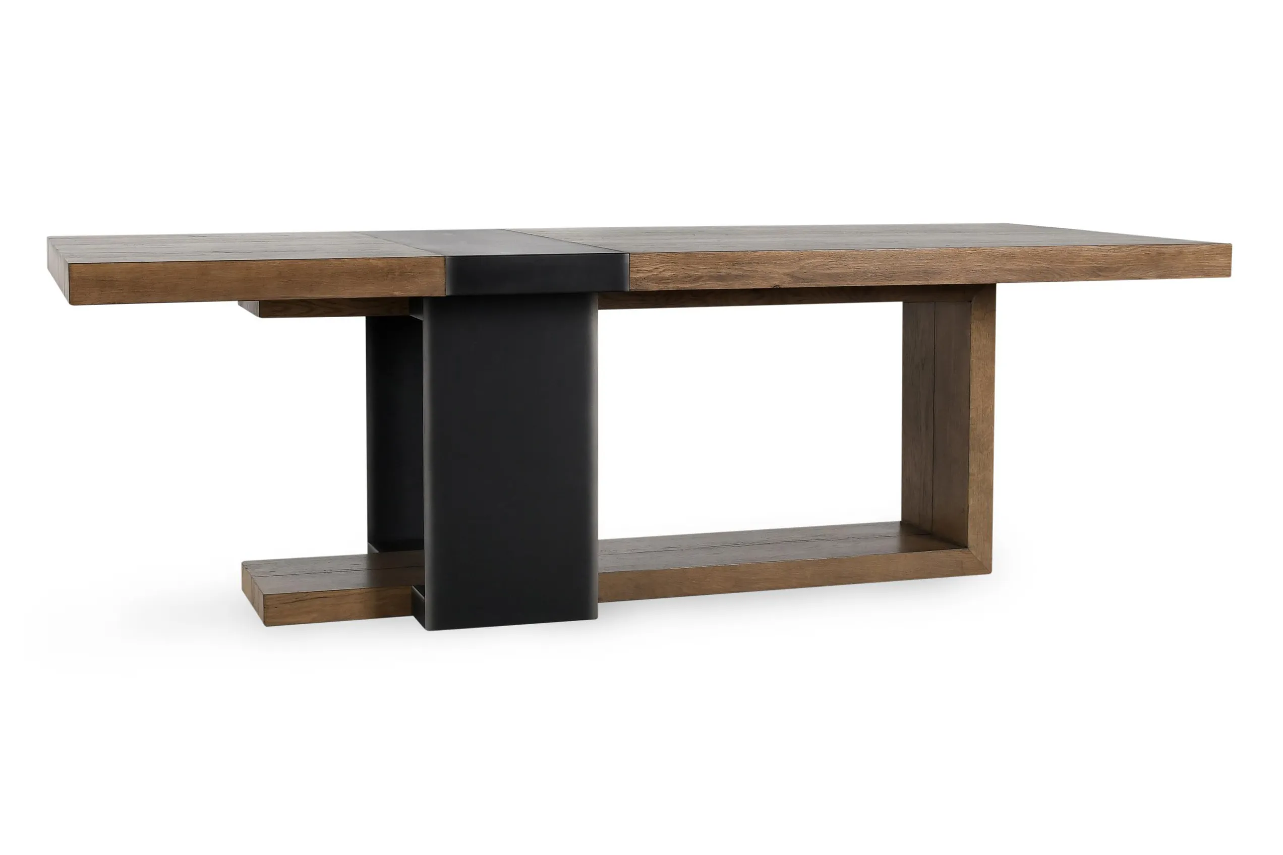 Danica 94" Industrial Reclaimed Oak Wood Dining Table in Brown Oak