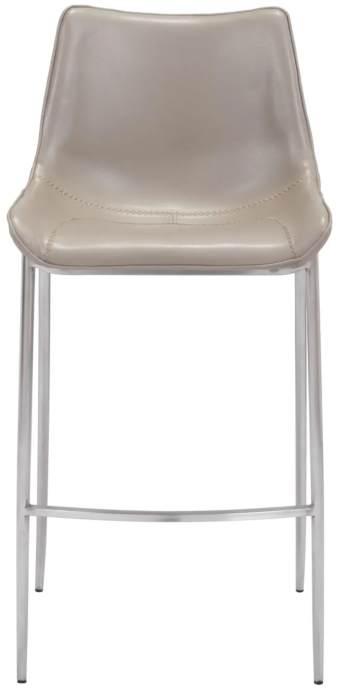 Magnus Barstool (Set of 2) Brown & Silver