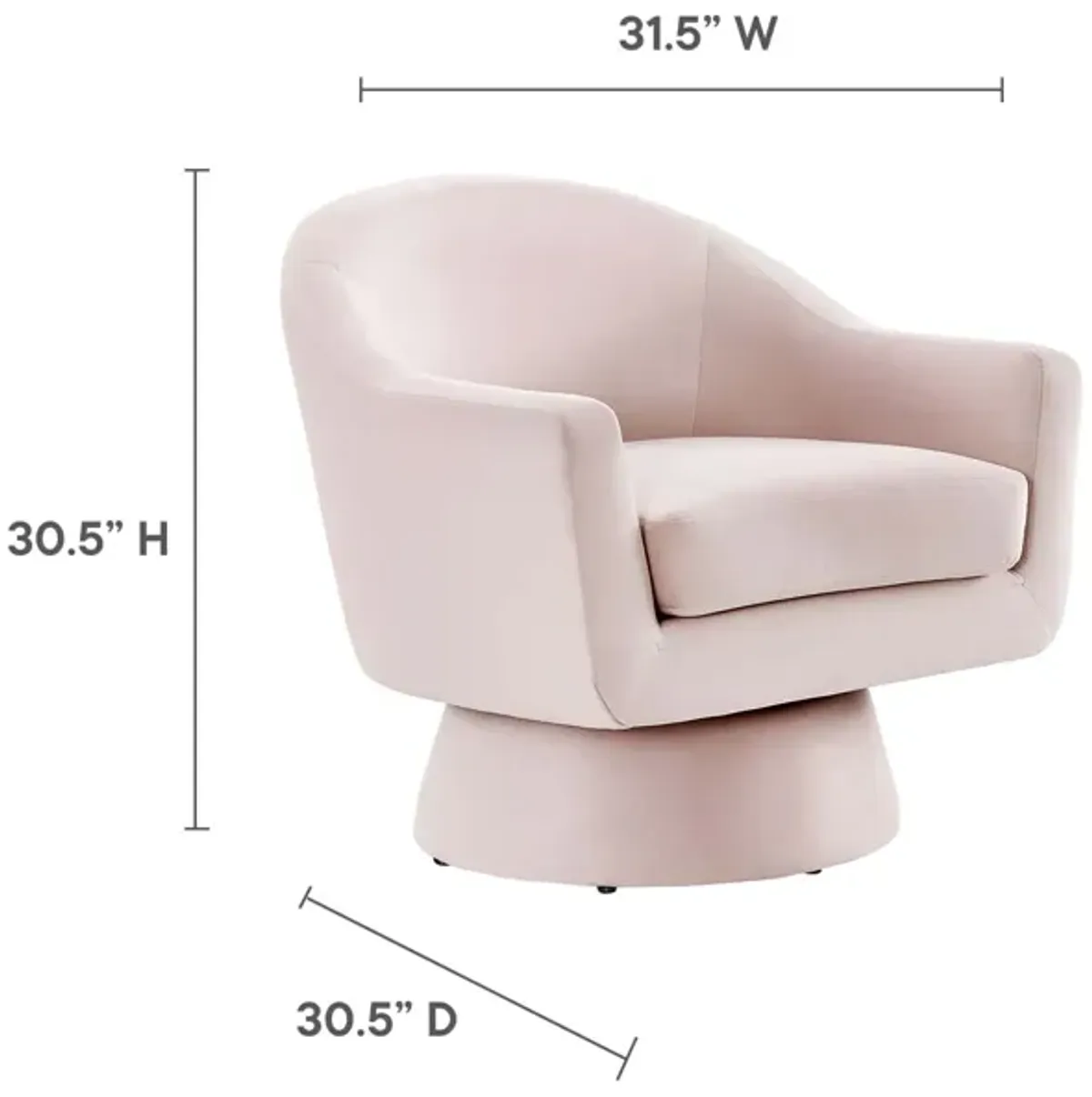 Astral Performance Velvet Fabric and Wood Swivel Chair