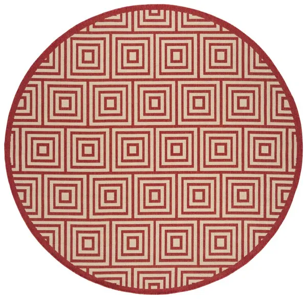 LINDEN 173 Collection LND173Q-6R Red / Creme 6'-7" X 6'-7" Round