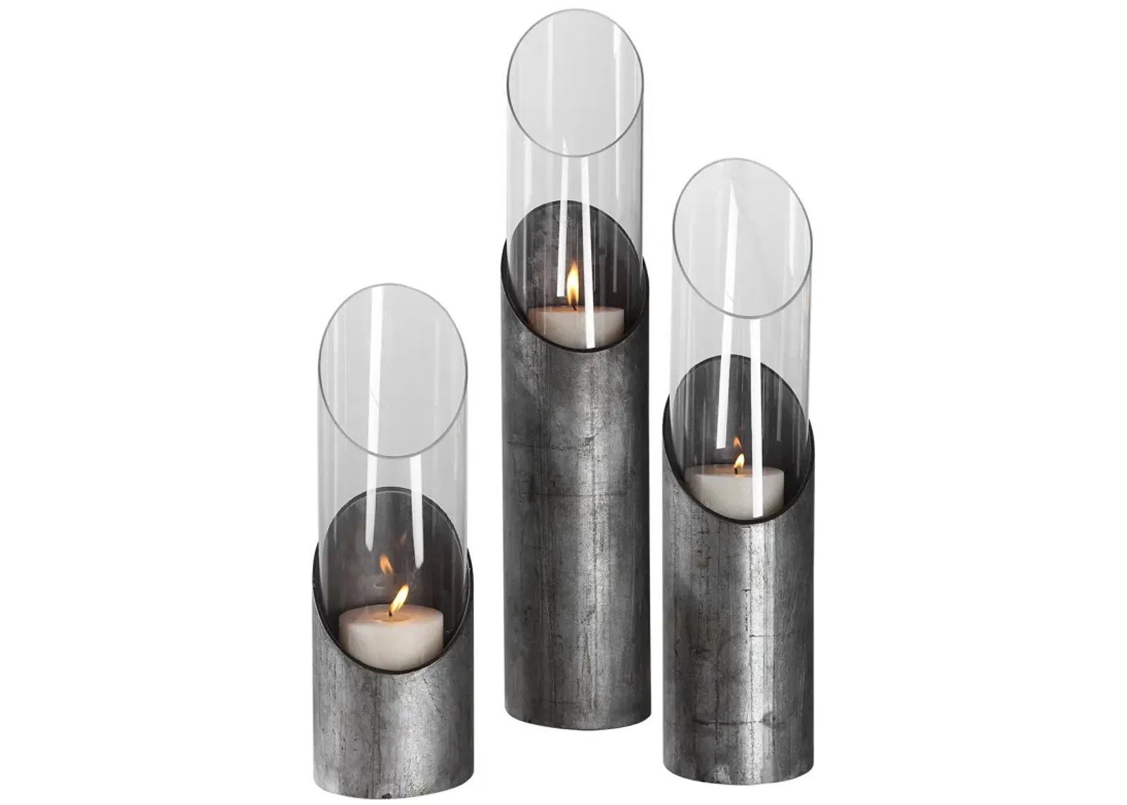 Karter Iron & Glass Candleholders Set/3