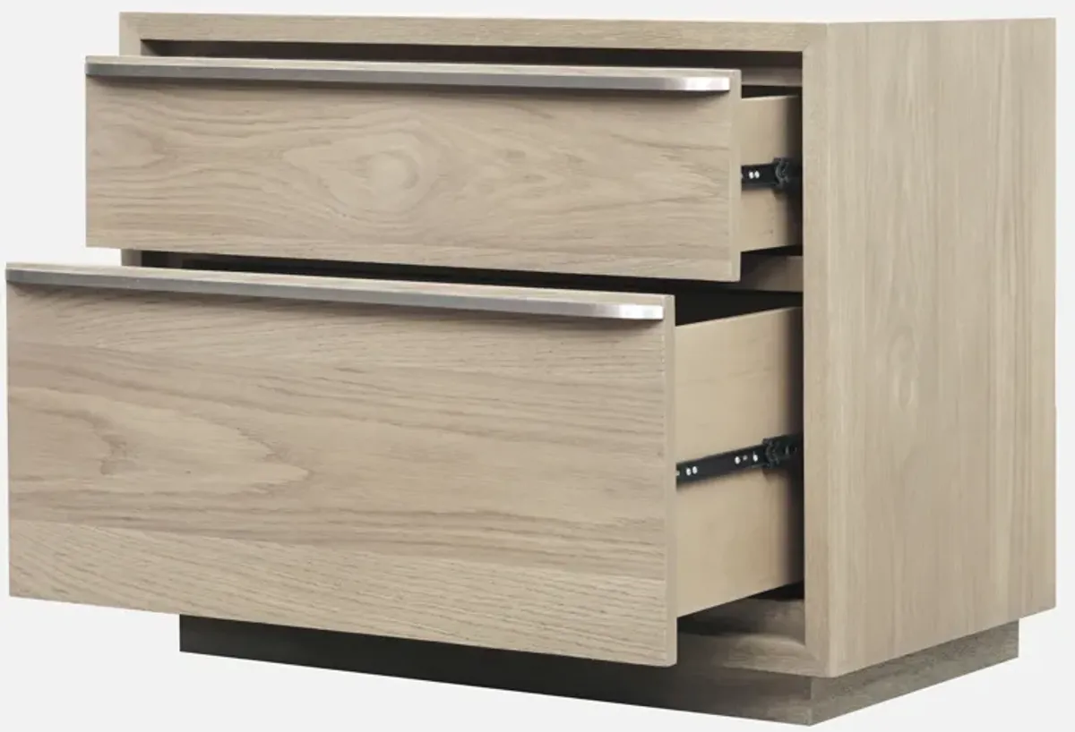 One Coastal Modern Two Drawer USB-Charging Nightstand in Bisque