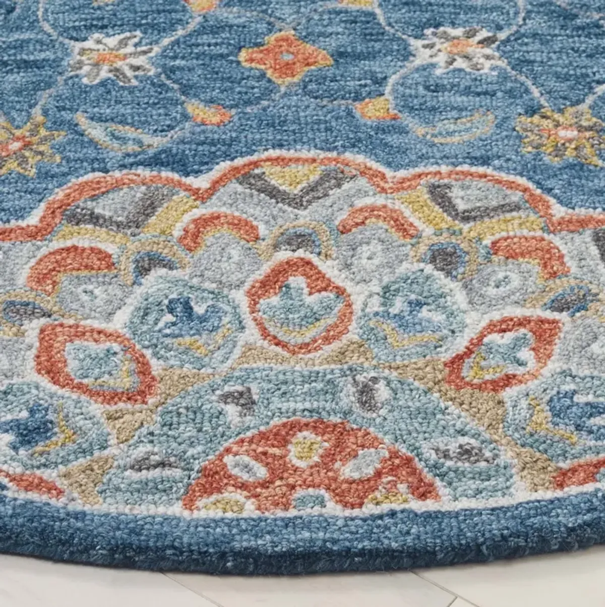 BLOSSOM 690 BLUE  6' x 6' Round Round Rug