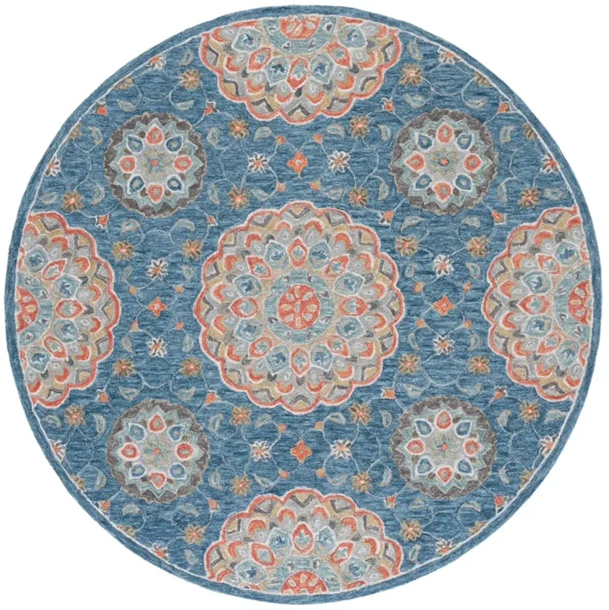 BLOSSOM 690 BLUE  6' x 6' Round Round Rug