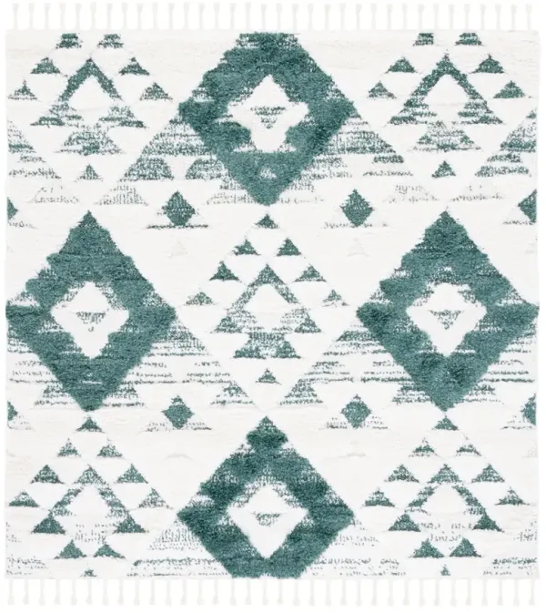 MOROCCAN TASSEL SHAG 688 GREEN  8' x 8' Square Square Rug