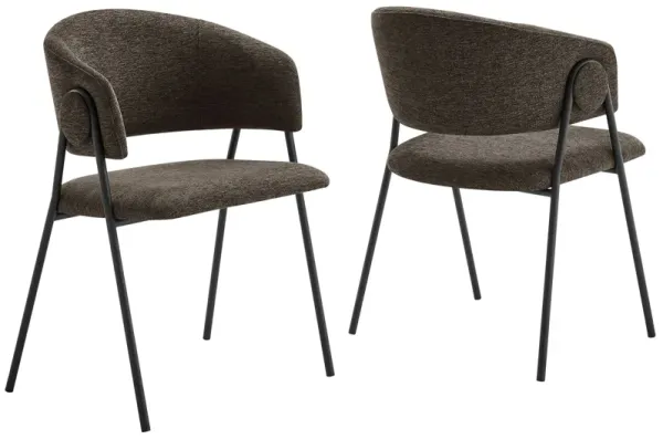 Nella Upholstered Heathered Chenille Dining Chairs Set of 2 by Modway