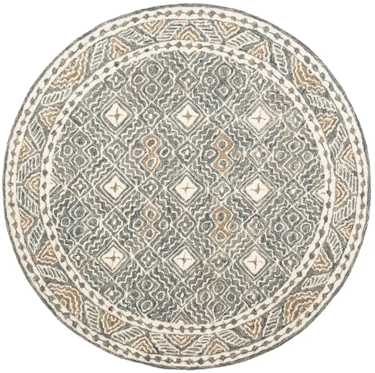 MICRO-LOOP 803 BLUE  7' x 7' Round Round Rug