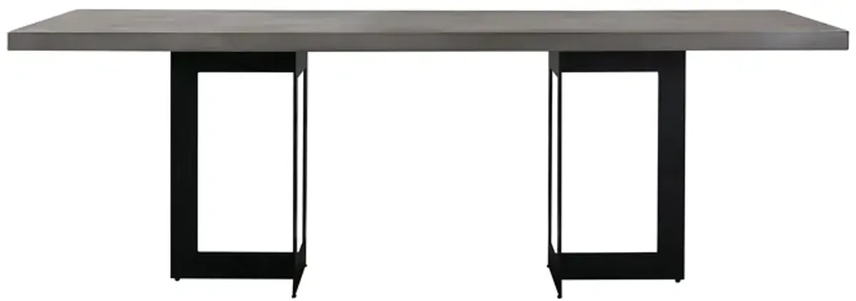 Odet Rectangular 87" Dining Table in Concrete and Black Metal