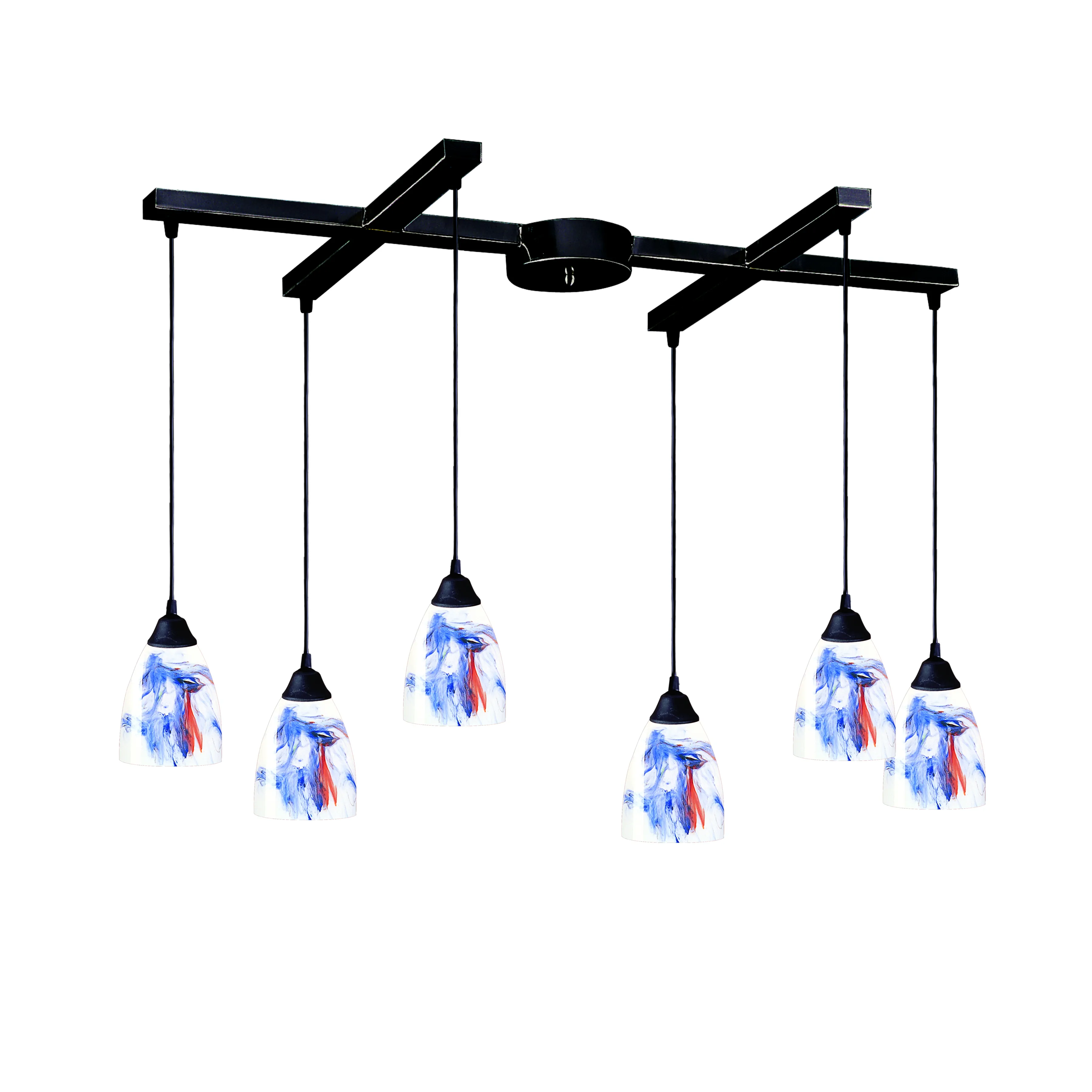 Classico 17'' Wide 6-Light Pendant - Dark Rust with Mountain Glass