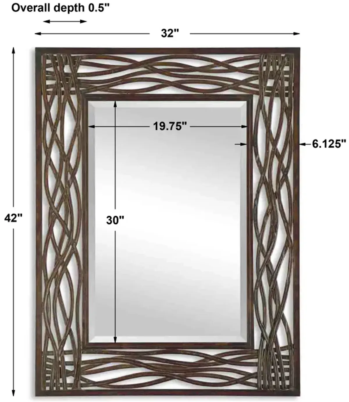 Dorigrass Brown Metal Mirror