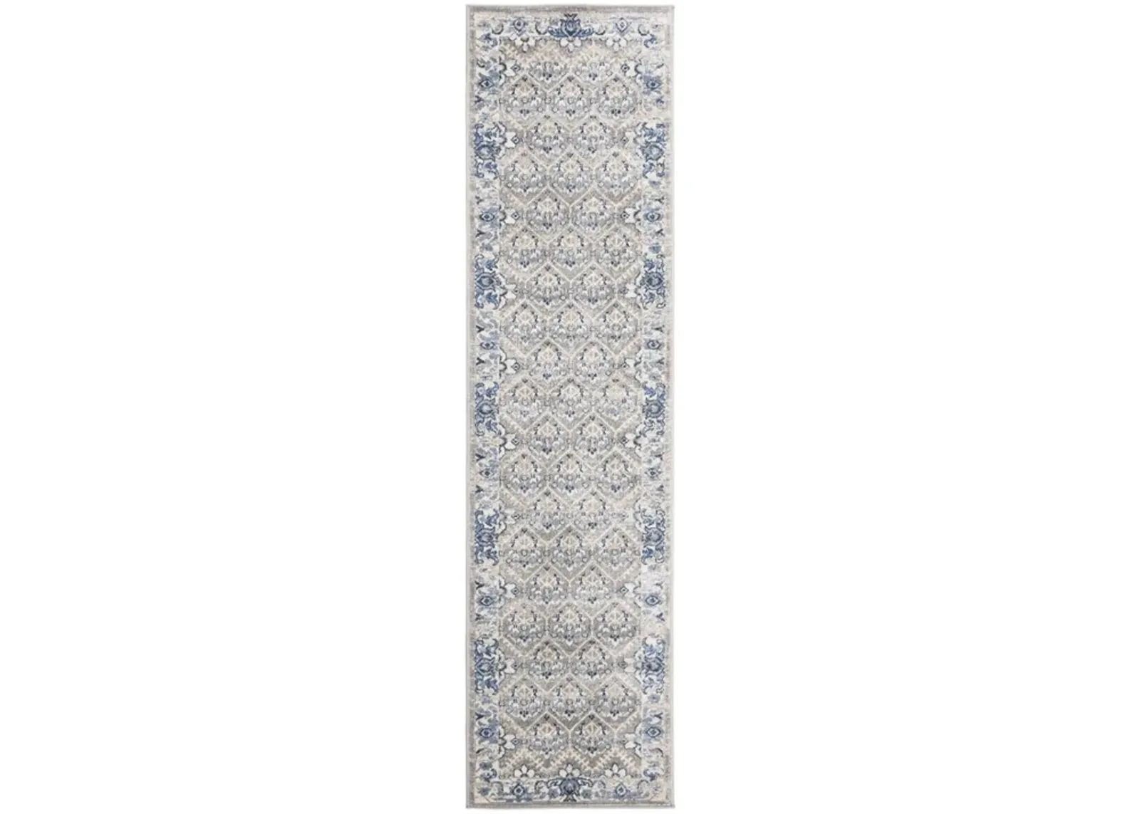 Brentwood 869 Light Grey / Blue 2' X 6' Runner Powerloomed Rug