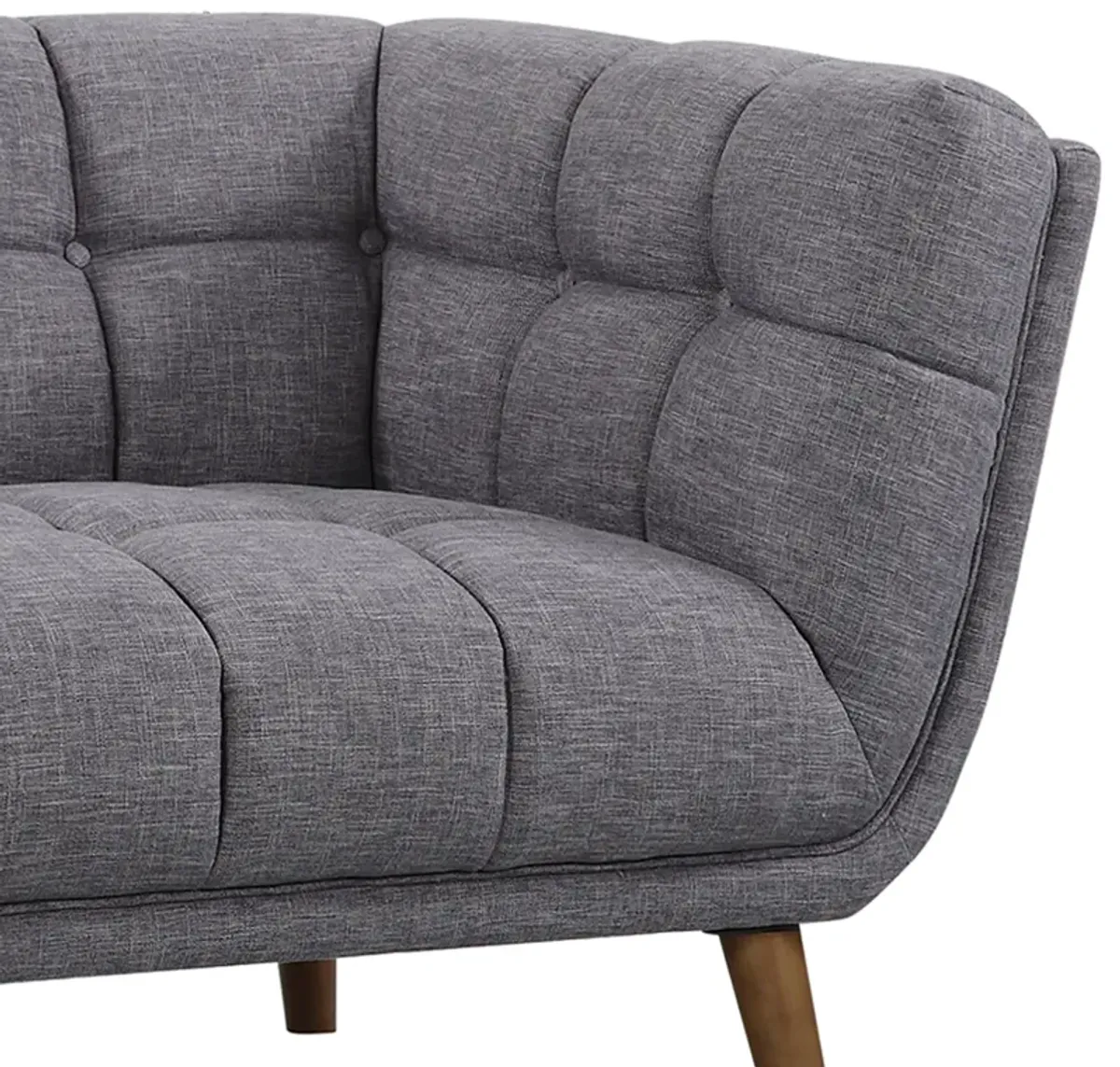 Phantom Mid-Century Modern Loveseat in Dark Gray Linen and Walnut Legs