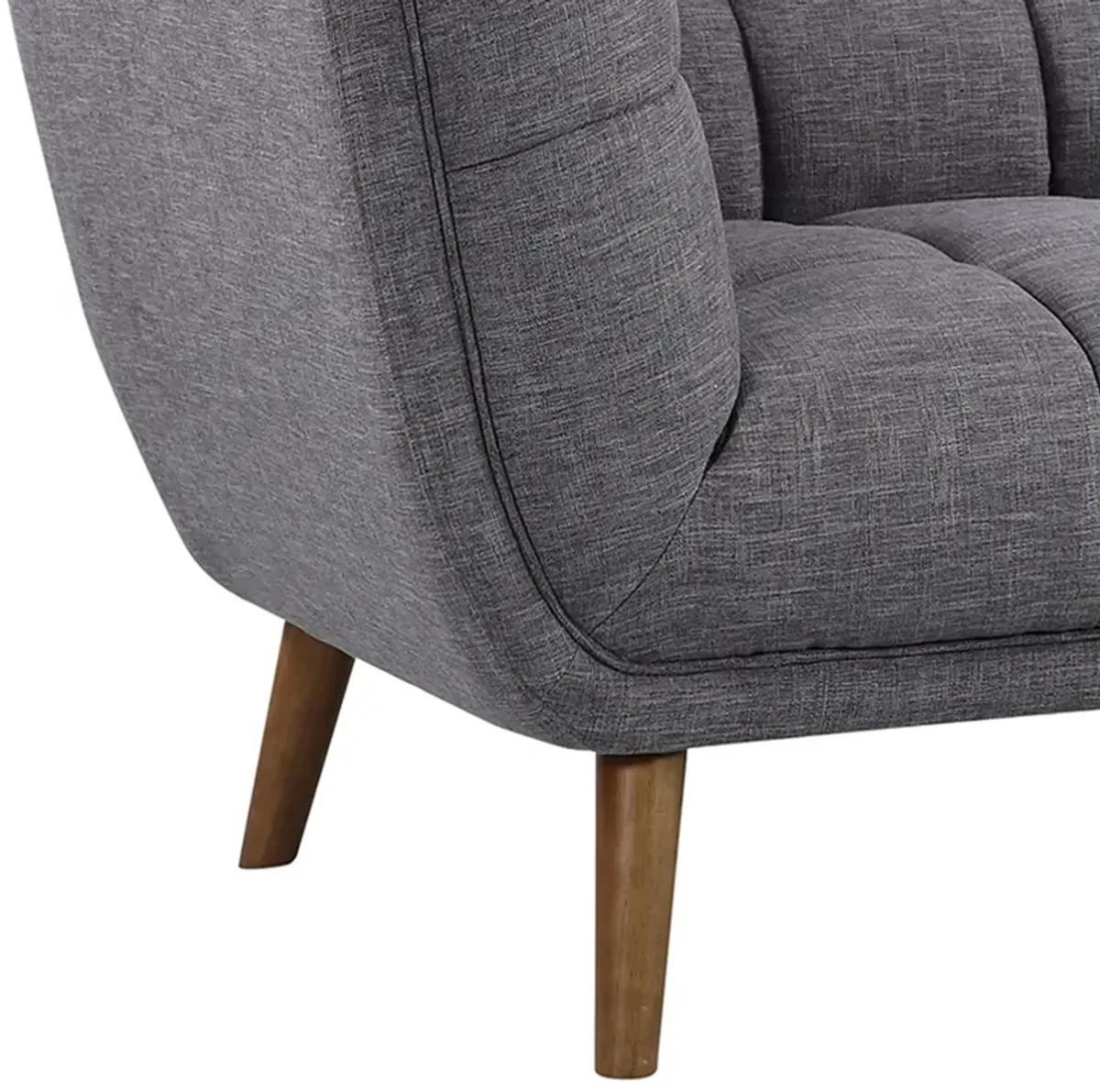 Phantom Mid-Century Modern Loveseat in Dark Gray Linen and Walnut Legs