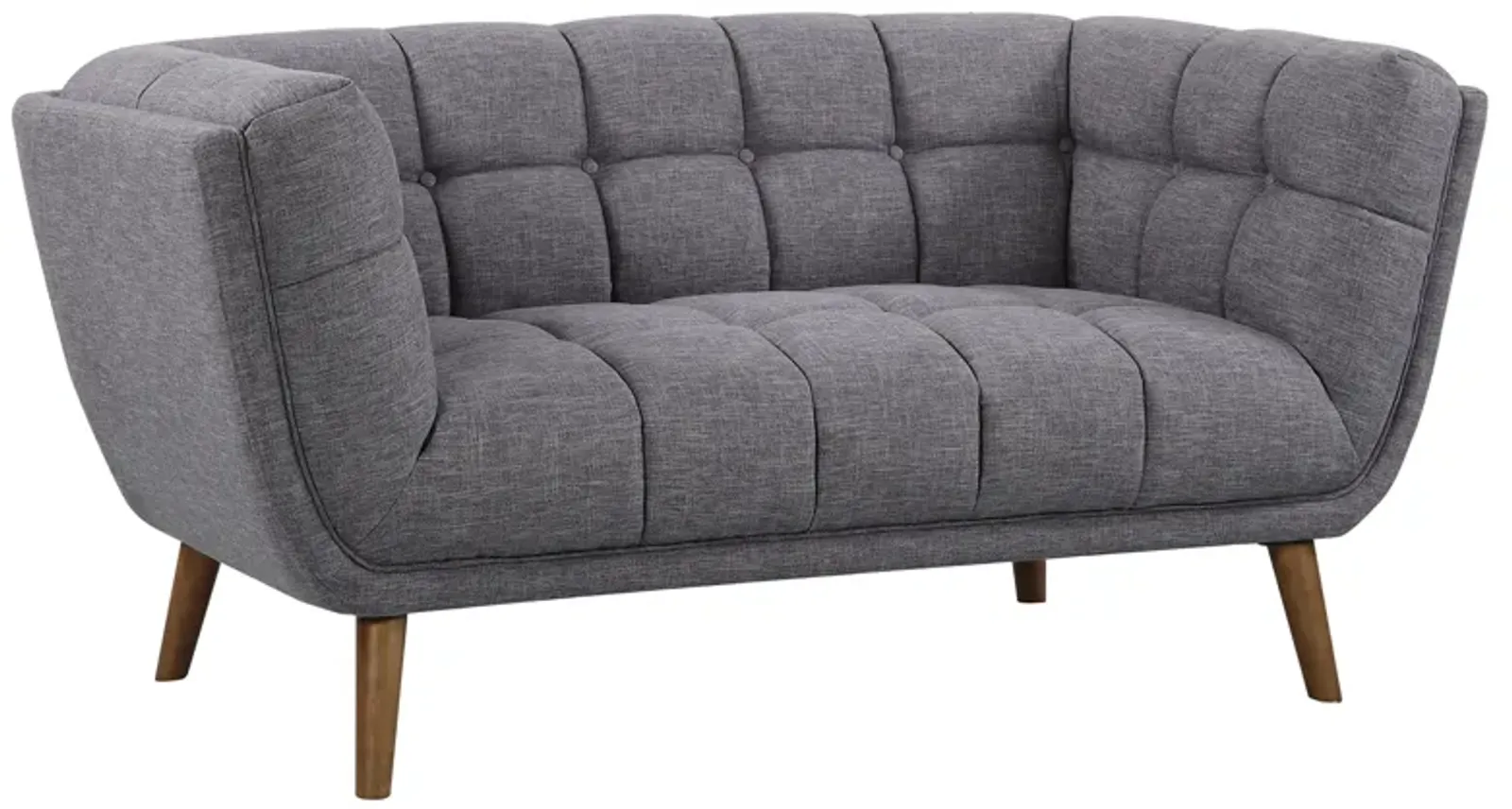 Phantom Mid-Century Modern Loveseat in Dark Gray Linen and Walnut Legs