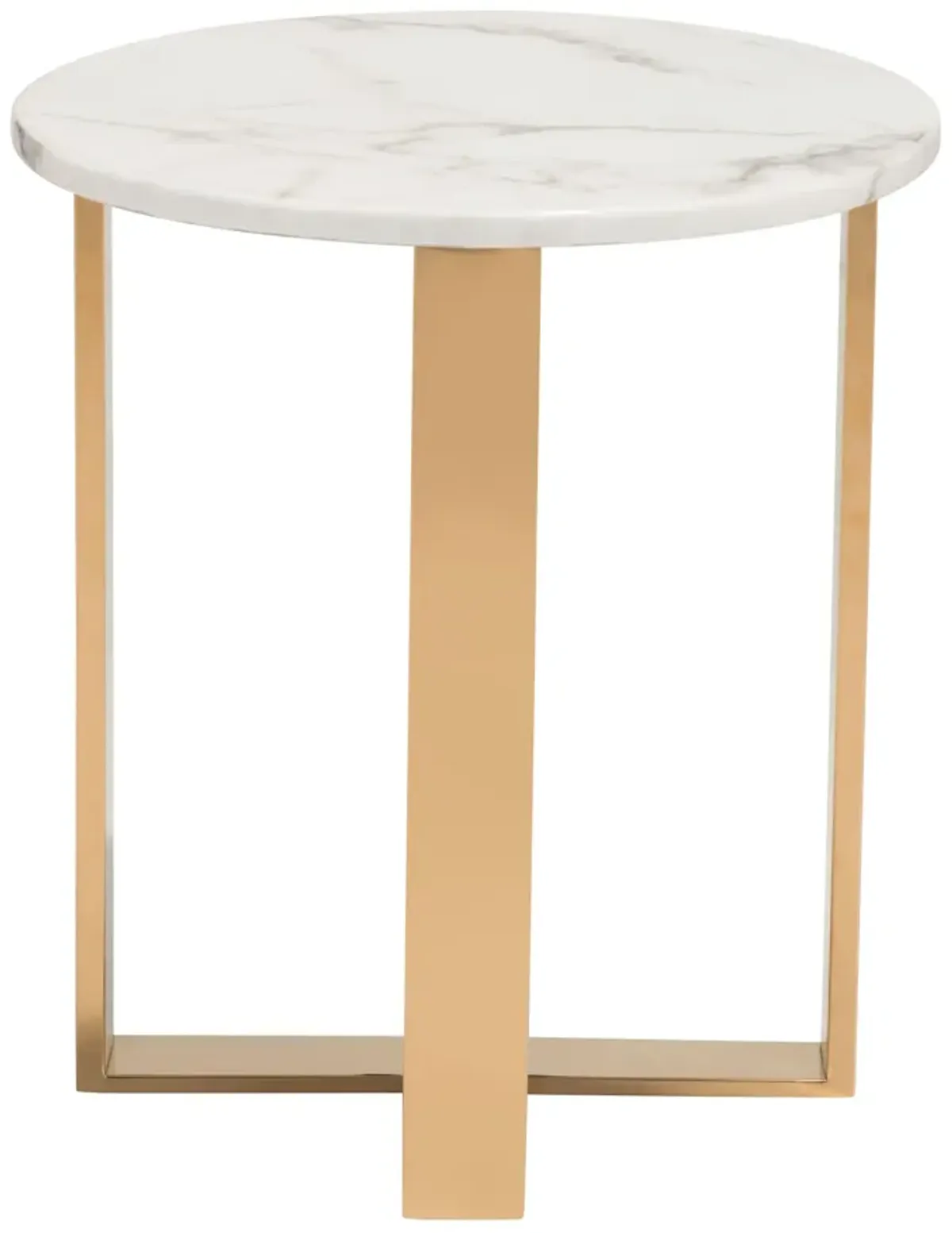 Atlas End Table White & Gold