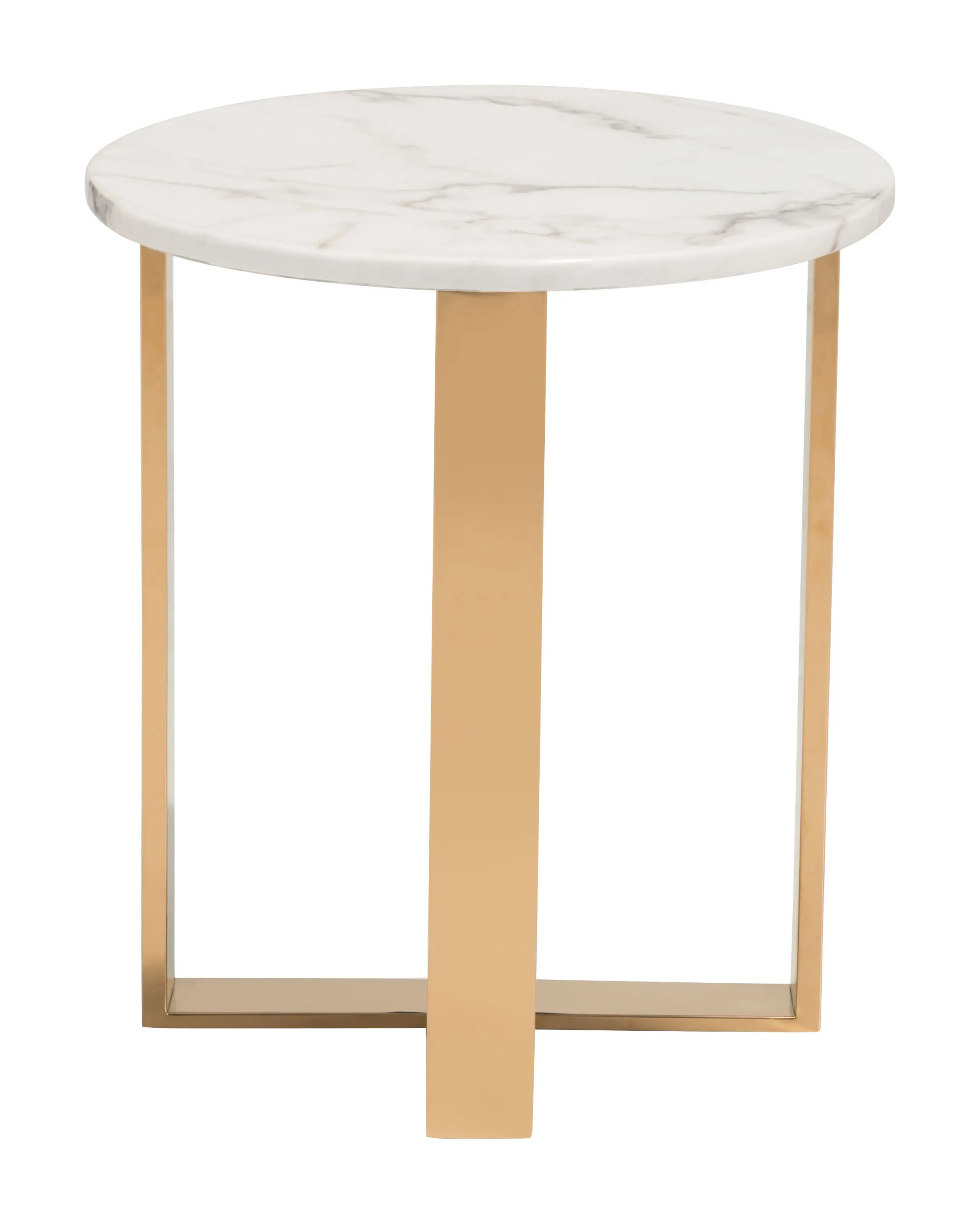 Atlas End Table White & Gold