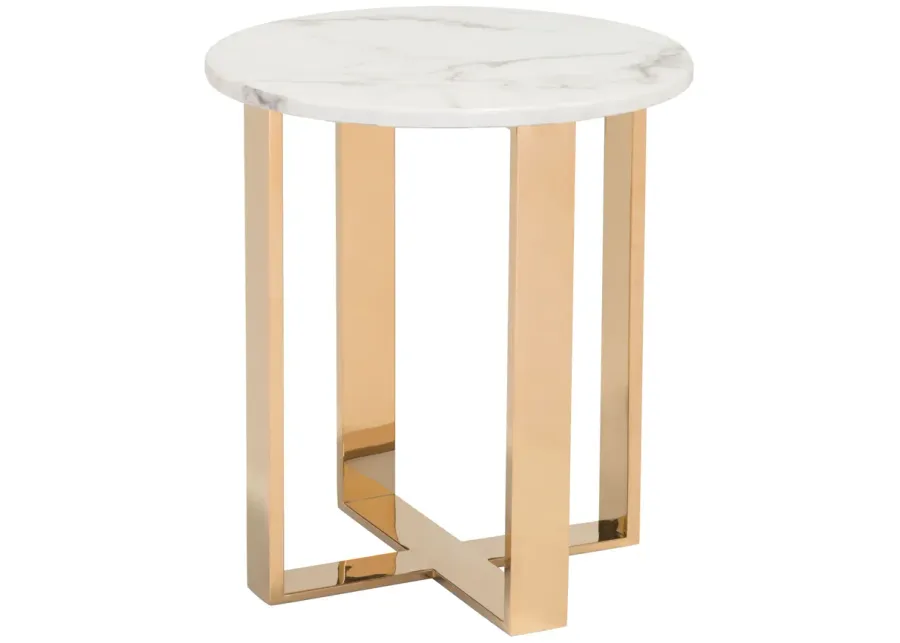 Atlas End Table White & Gold