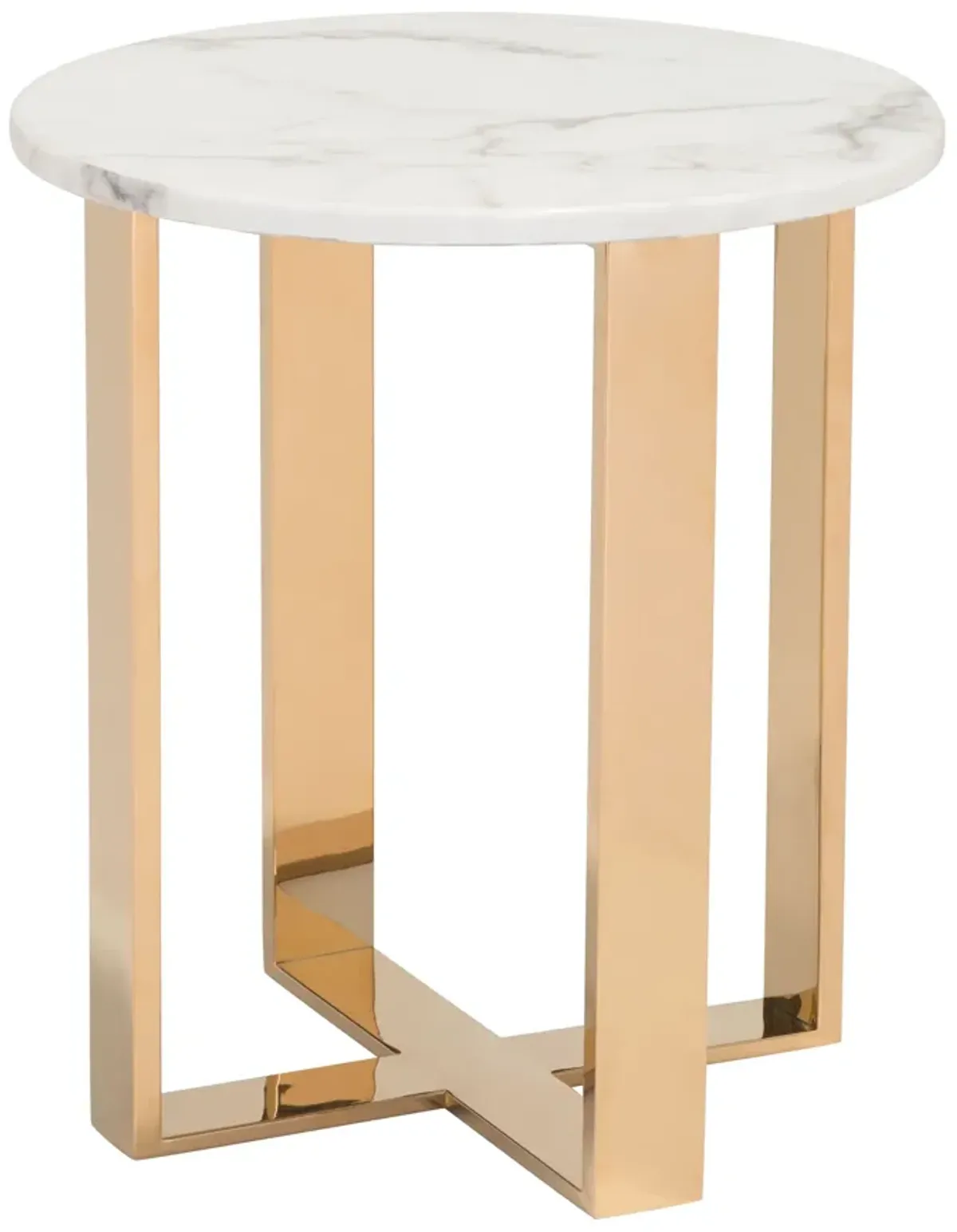 Atlas End Table White & Gold