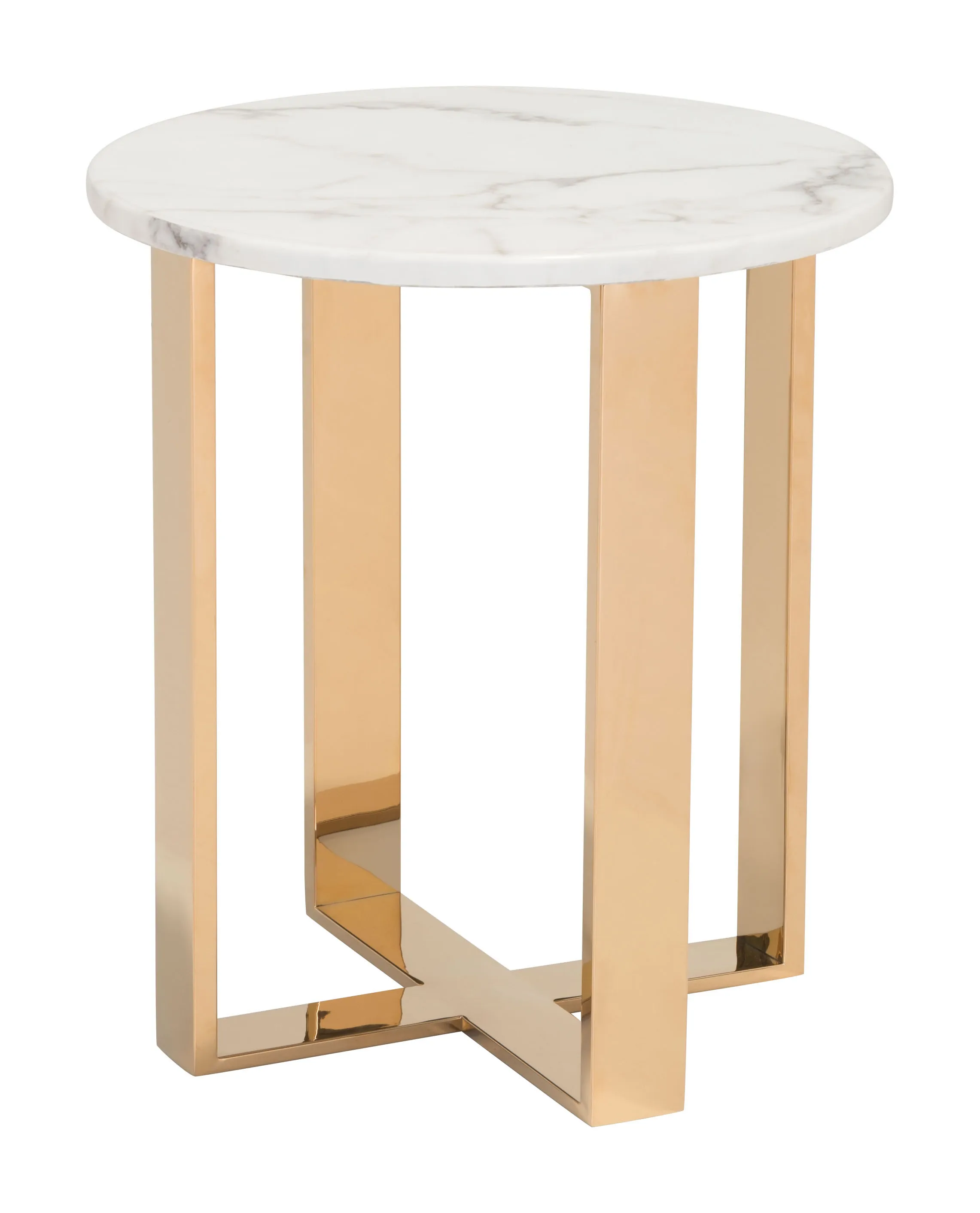 Atlas End Table White & Gold