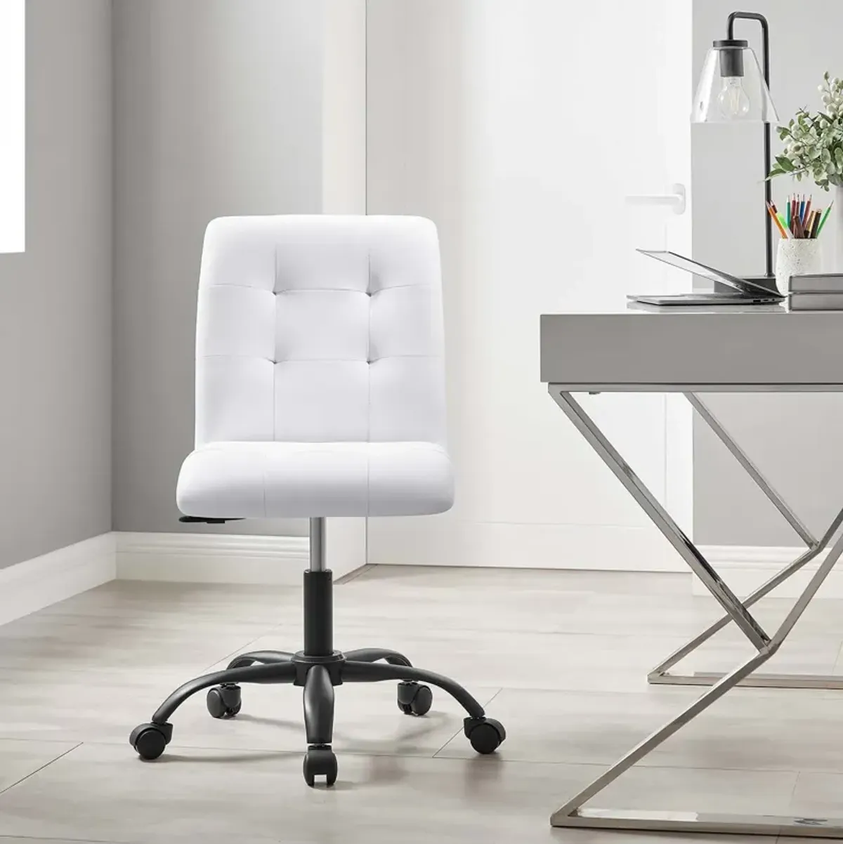 Prim Armless Vegan Leather Office Chair