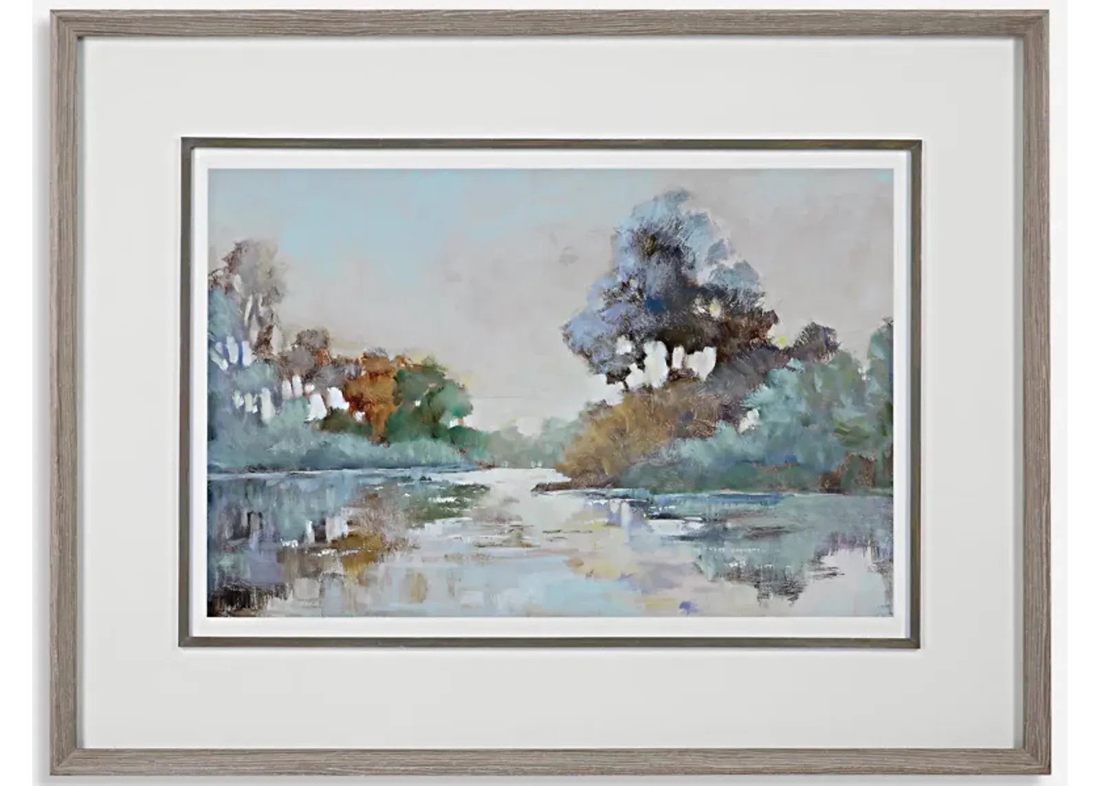 Morning Lake Watercolor Framed Print