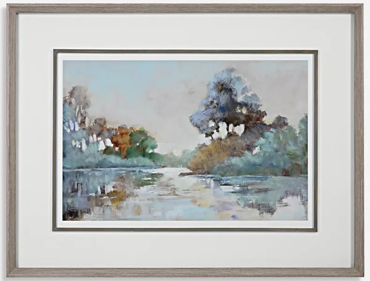 Morning Lake Watercolor Framed Print