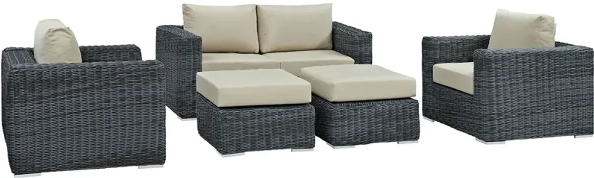 Summon 5 Piece Outdoor Patio Sunbrella® Sectional Set